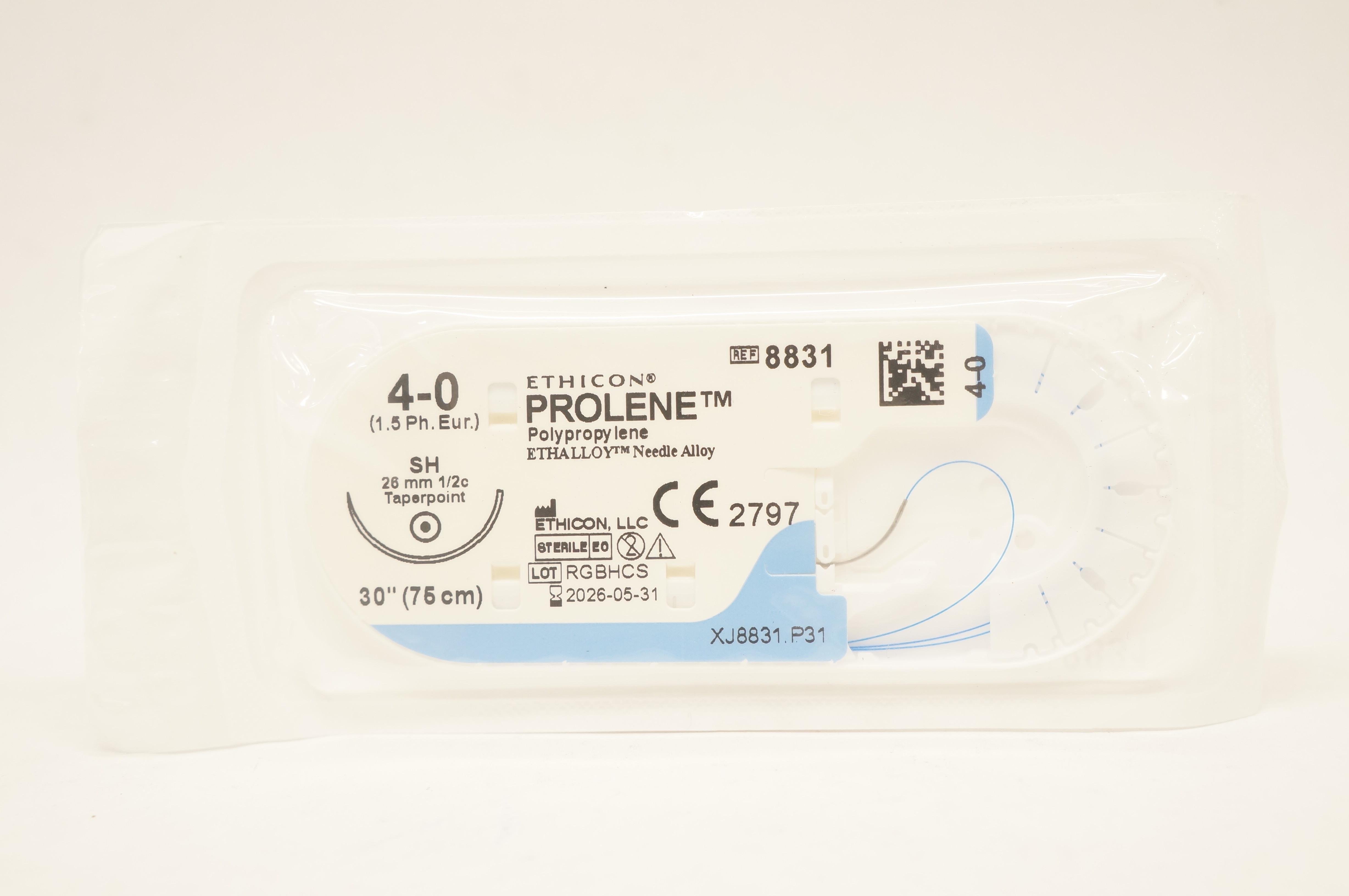 Ethicon 8831 4-0 Prolene Polypropylene Stre SH 26mm 1/2c Taperpoint, 30 inch