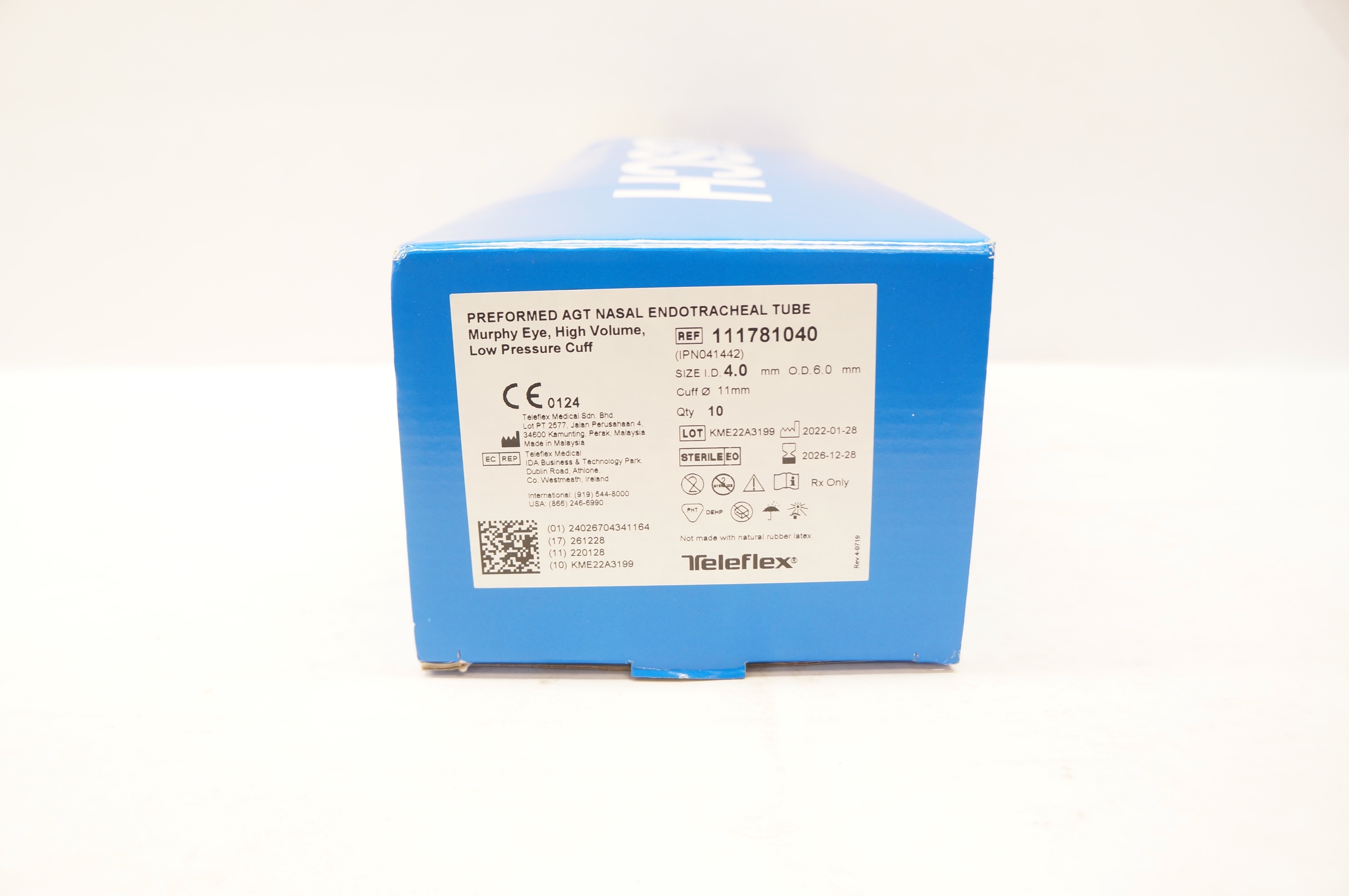 Teleflex 111781040 Preformed AGT Nasal Endotracheal Tube 4.0ID - Box of 10
