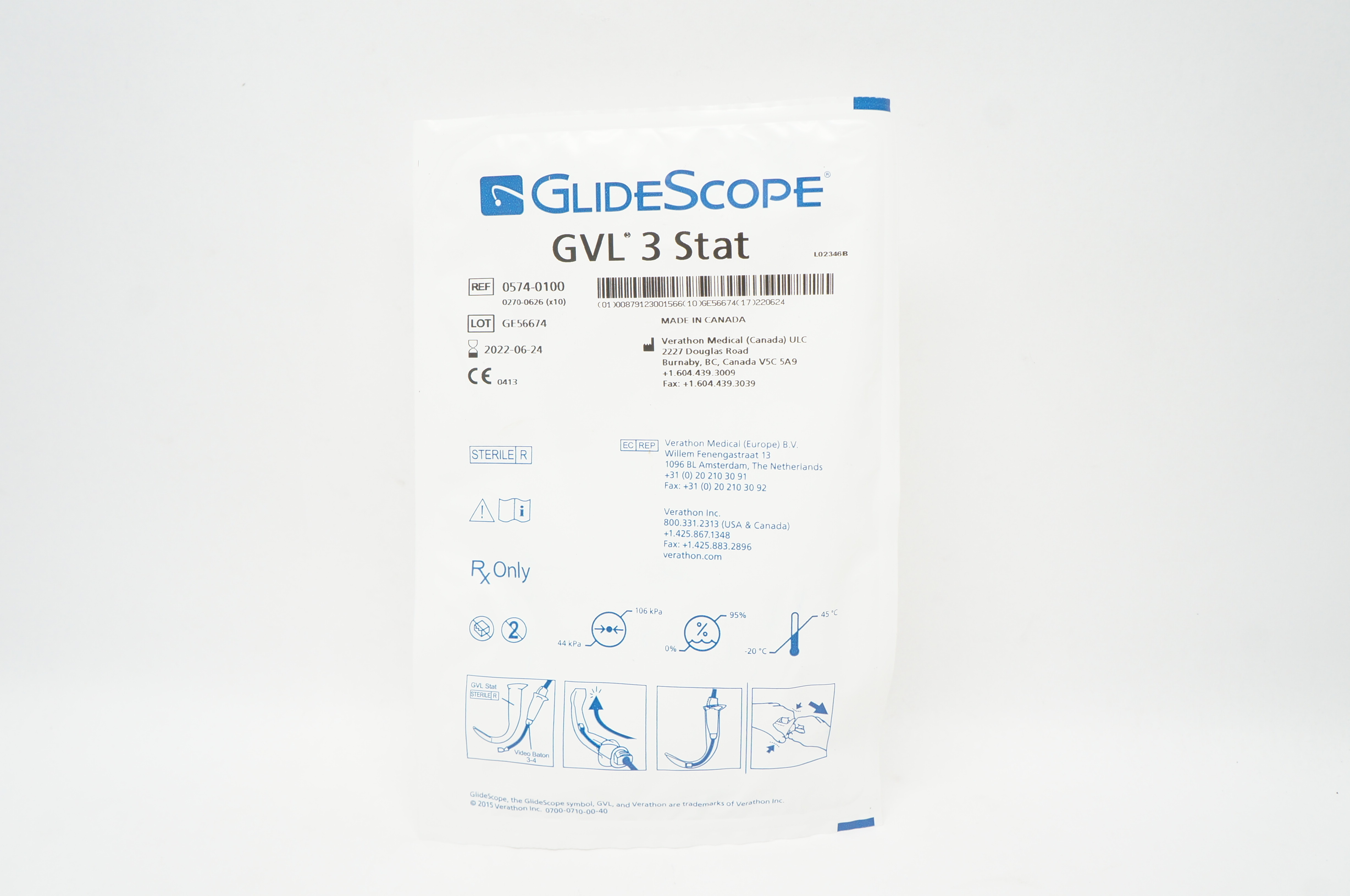 Verathon Medical 0574-0100 GlideScope  GVL 3 Stat
