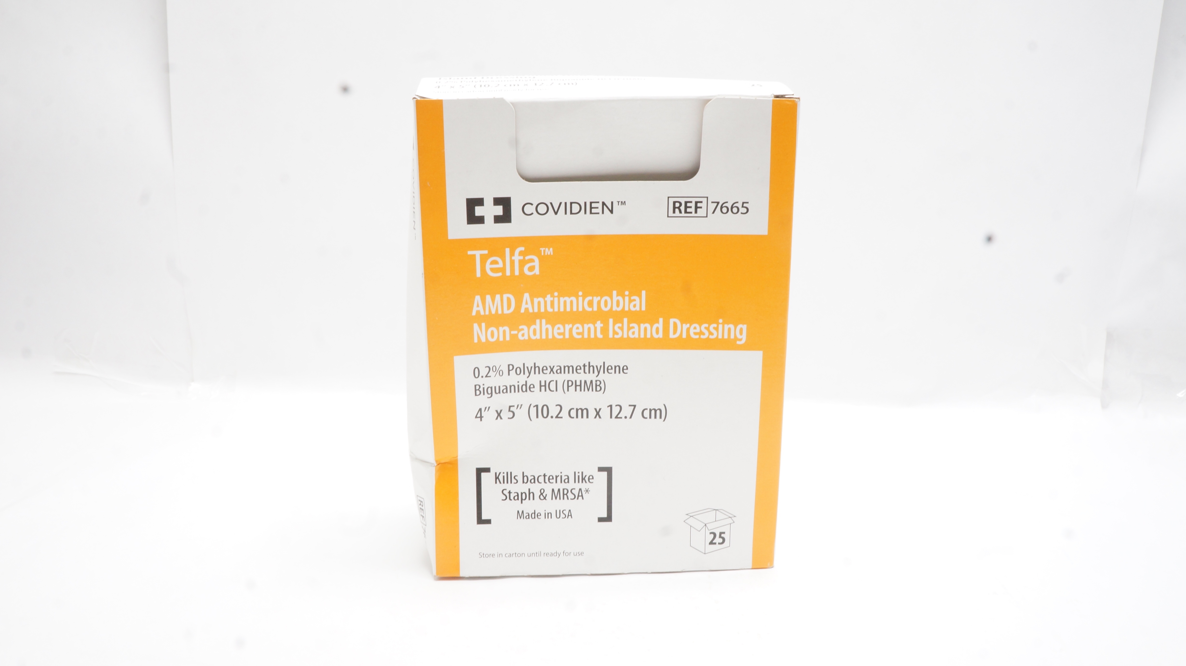 Covidien 7665 Telfa Non-Adherent Island Dressing 4inch x 5inch - Box of 25