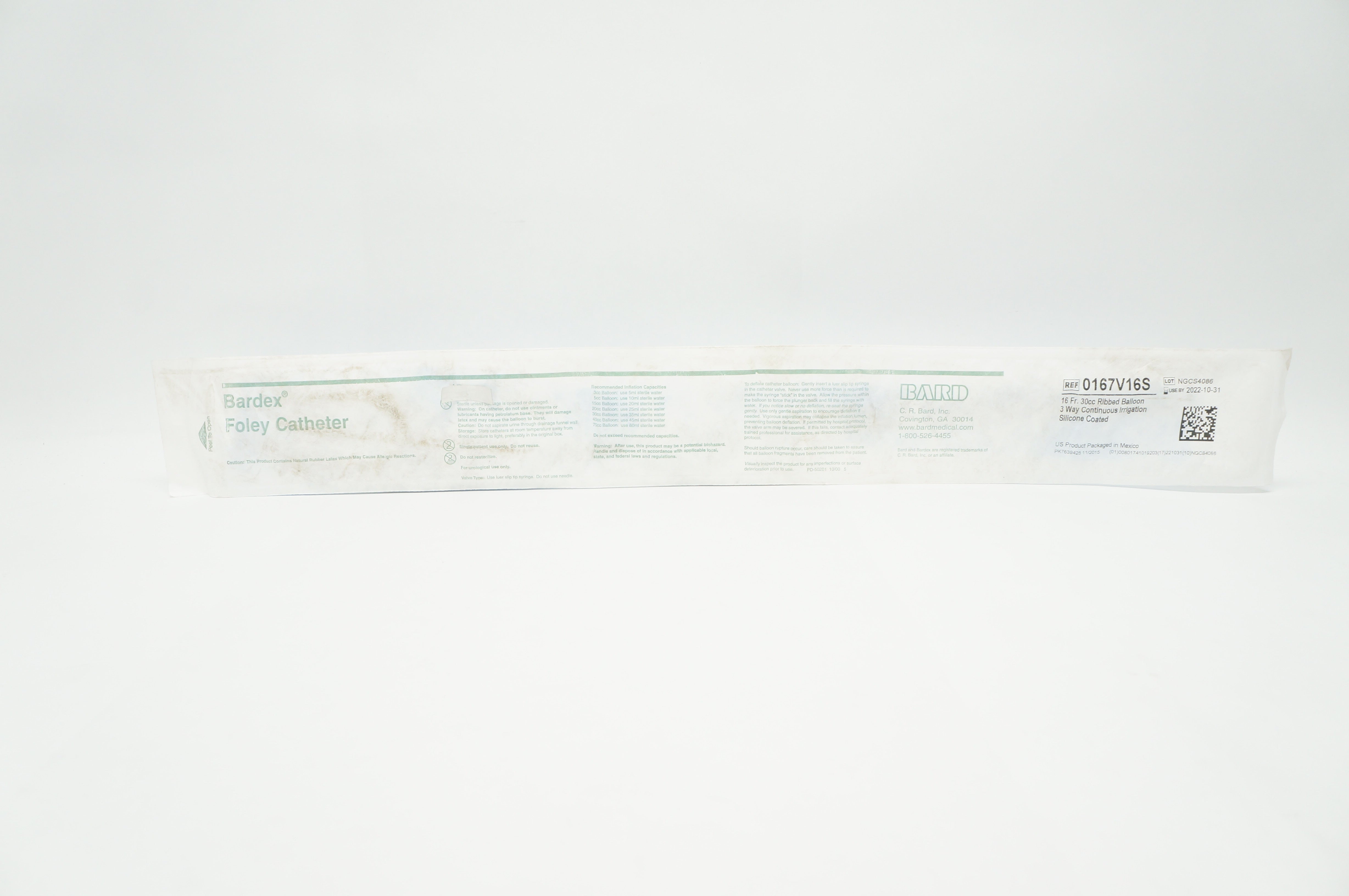 Bard 0167V16S Bardex Foley Cath. 3 Way Continuous Irrigation 16Fr. 30cc (x)