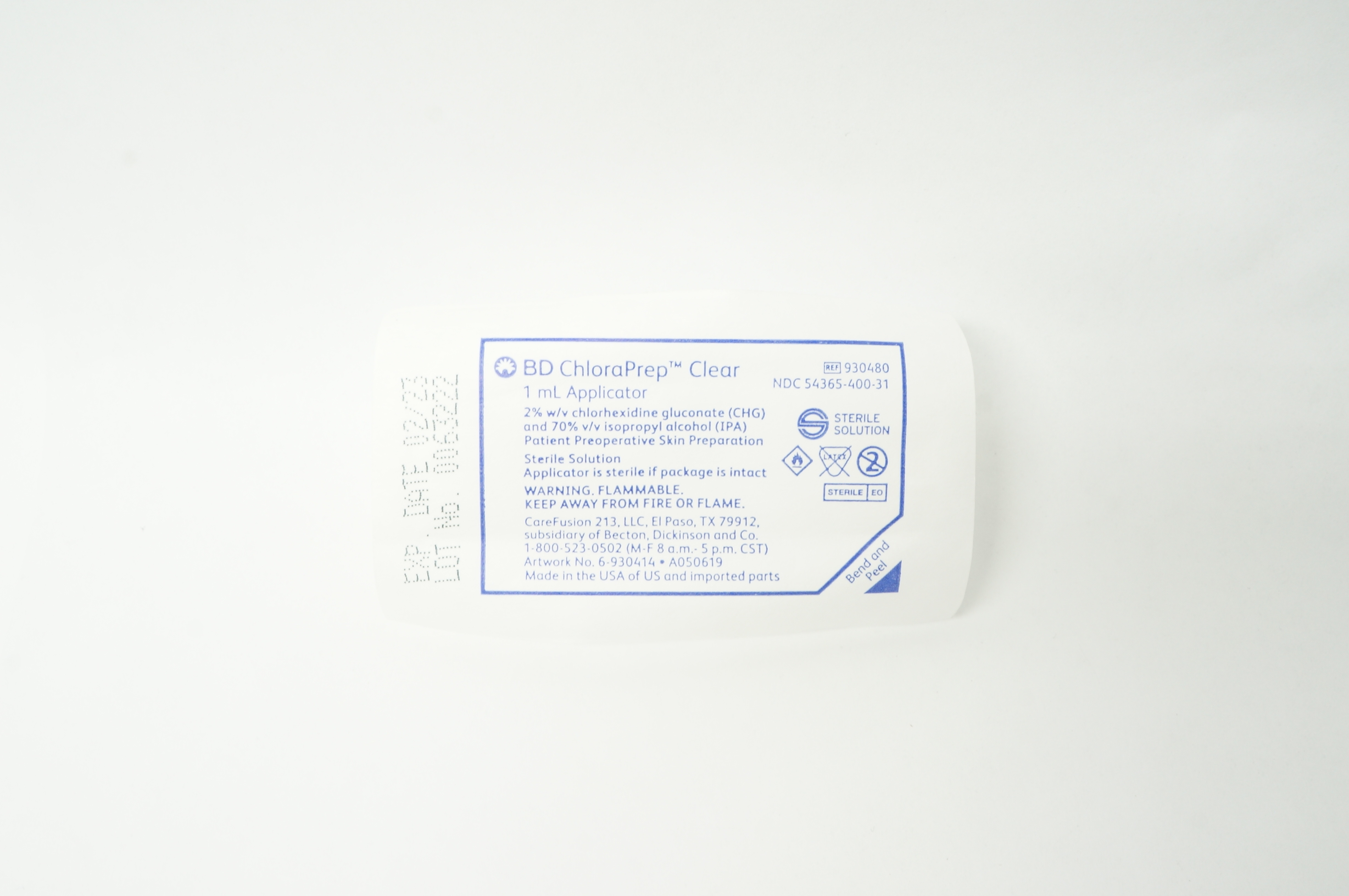 BD 930480 ChloraPrep Clear 1ml Applicator