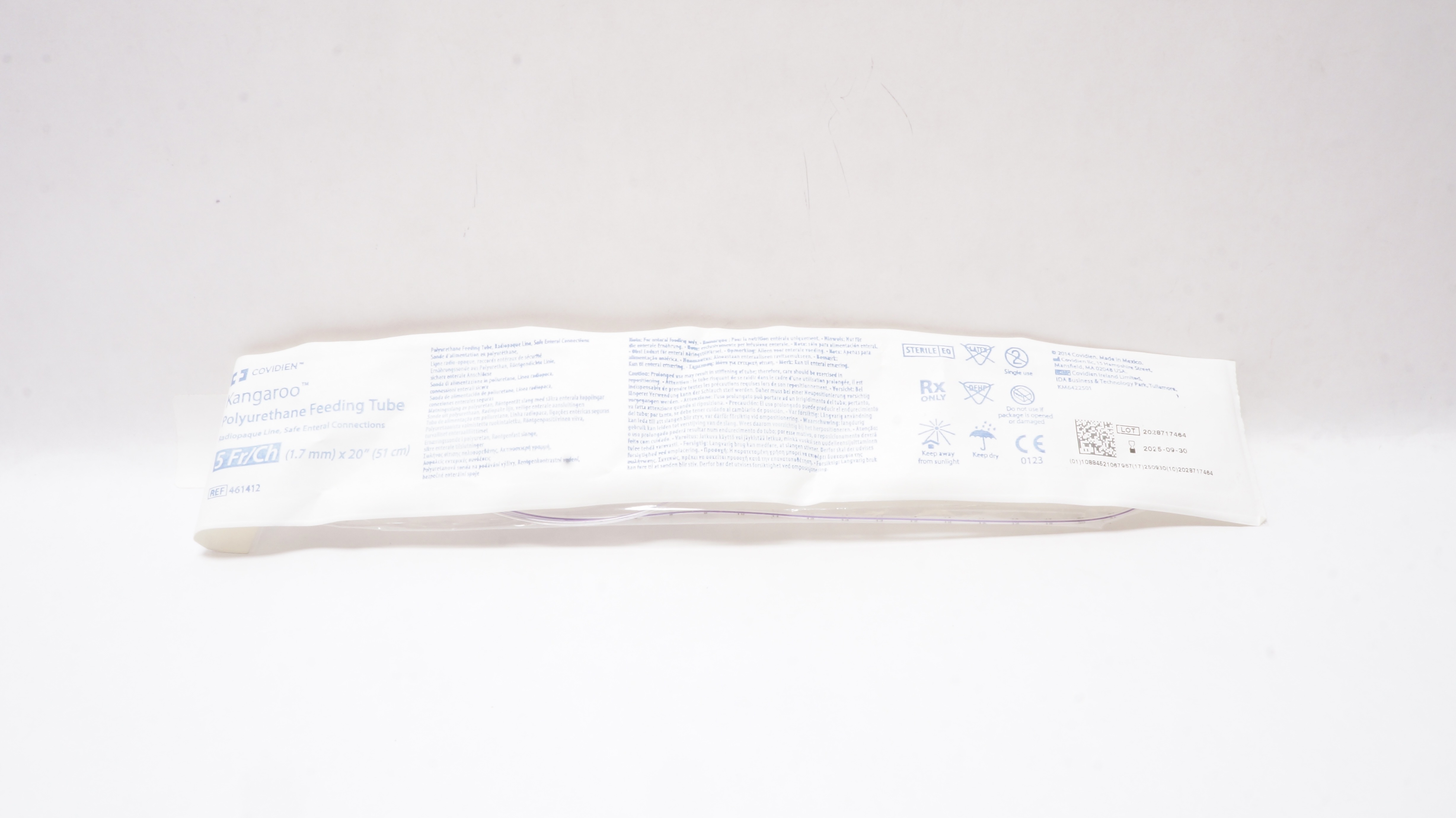 Covidien 461412 Kangaroo Polyurethane Feeding Tube 5Fr/Ch x 20inch