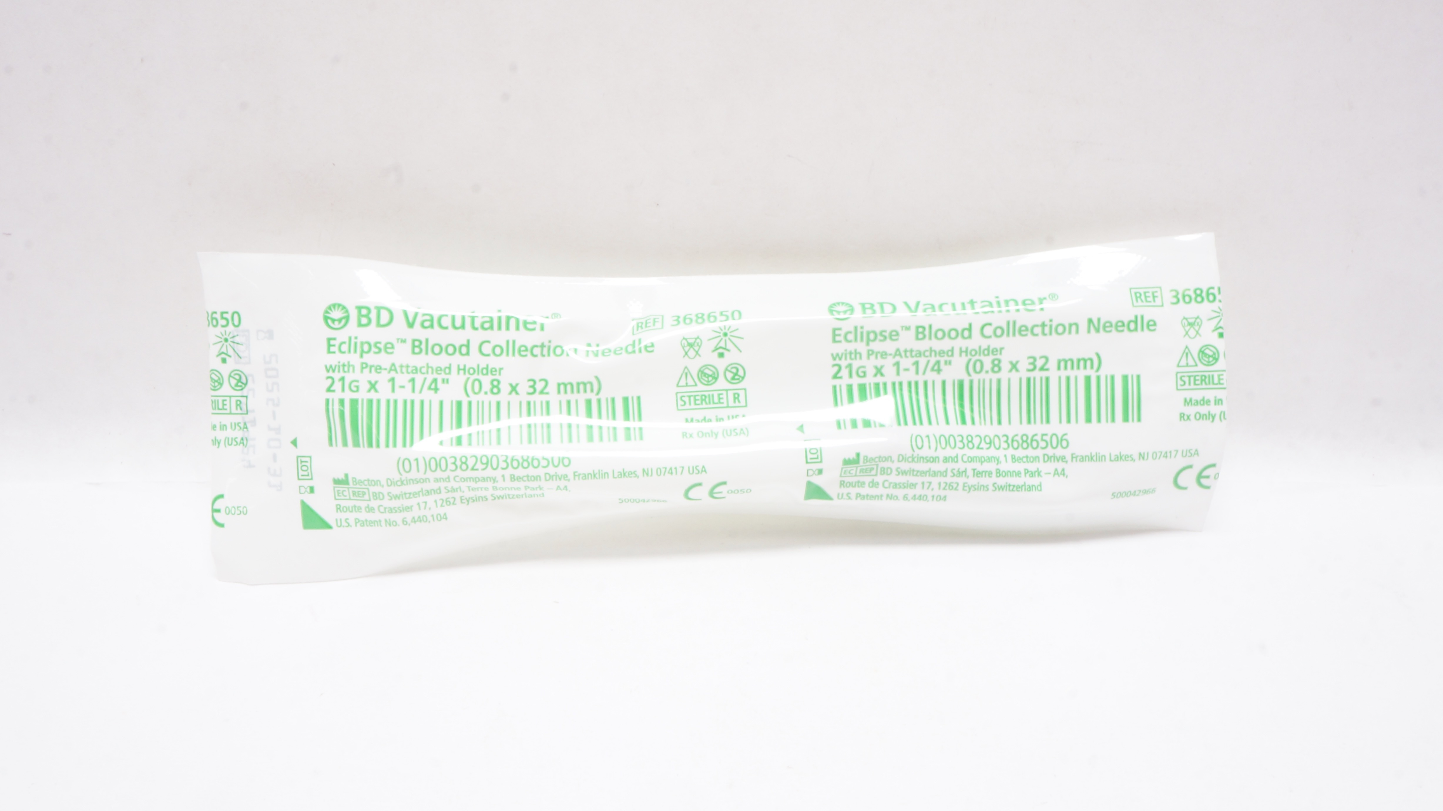 BD 368650 Vacutainer Eclipse Blood Collection Ndle 21G x 1-1/4inch