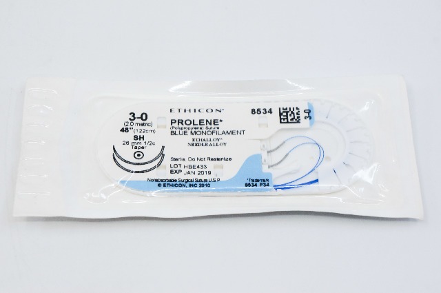 Ethicon 8534 3-0 PROLENE Polypropylene Stre SH 26mm 1/2c Taper, 48inch (x)
