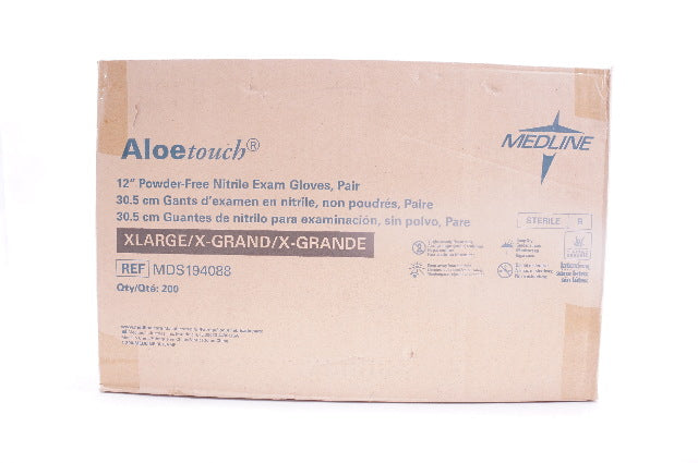 Medline MDS194088 Aloe Touch Powder-Free Nitrile Exam Gloves 12in - Case of 200