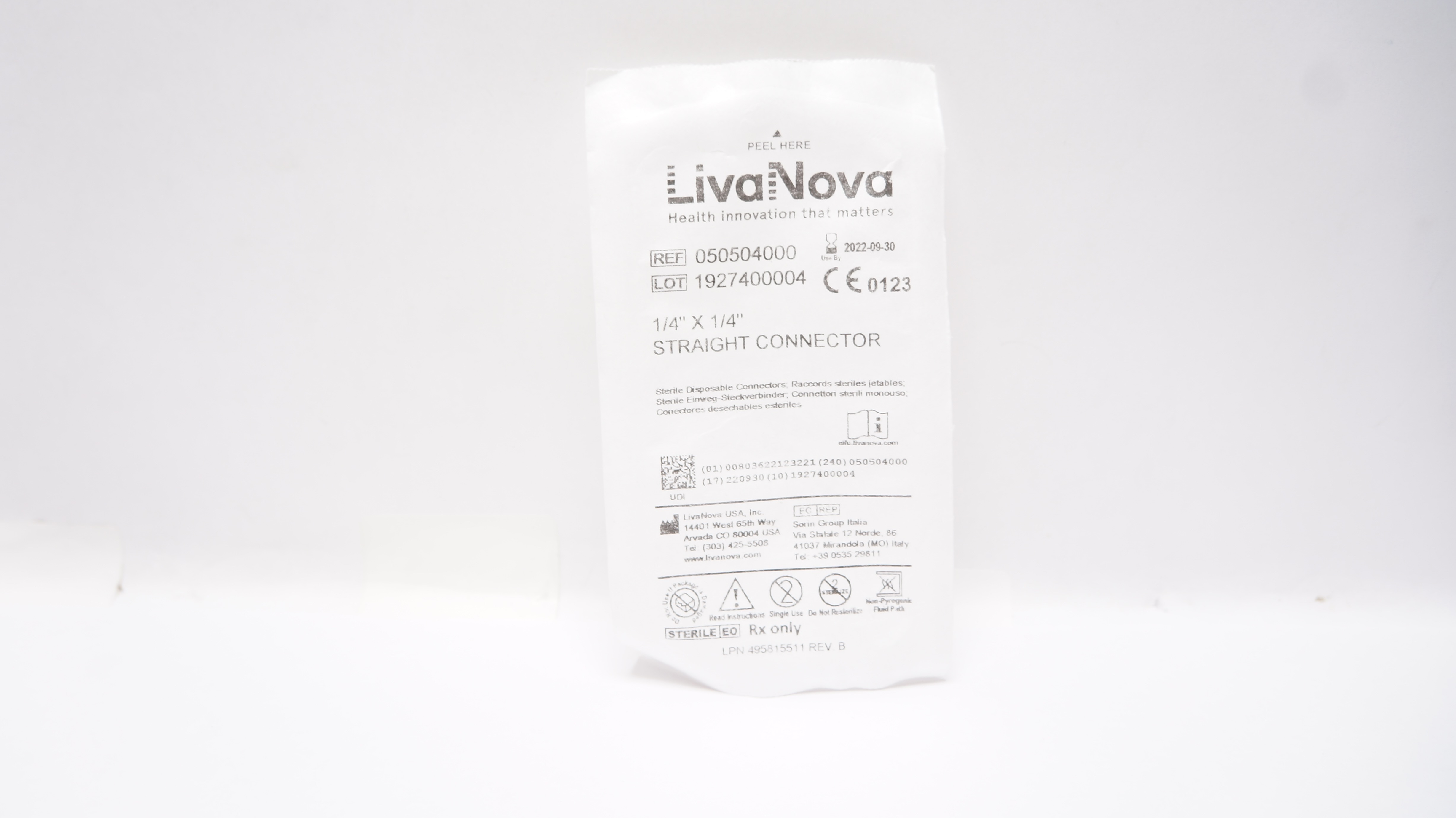LivaNova 050504000 Straight Connector 1/4inch x 1/4inch (x)