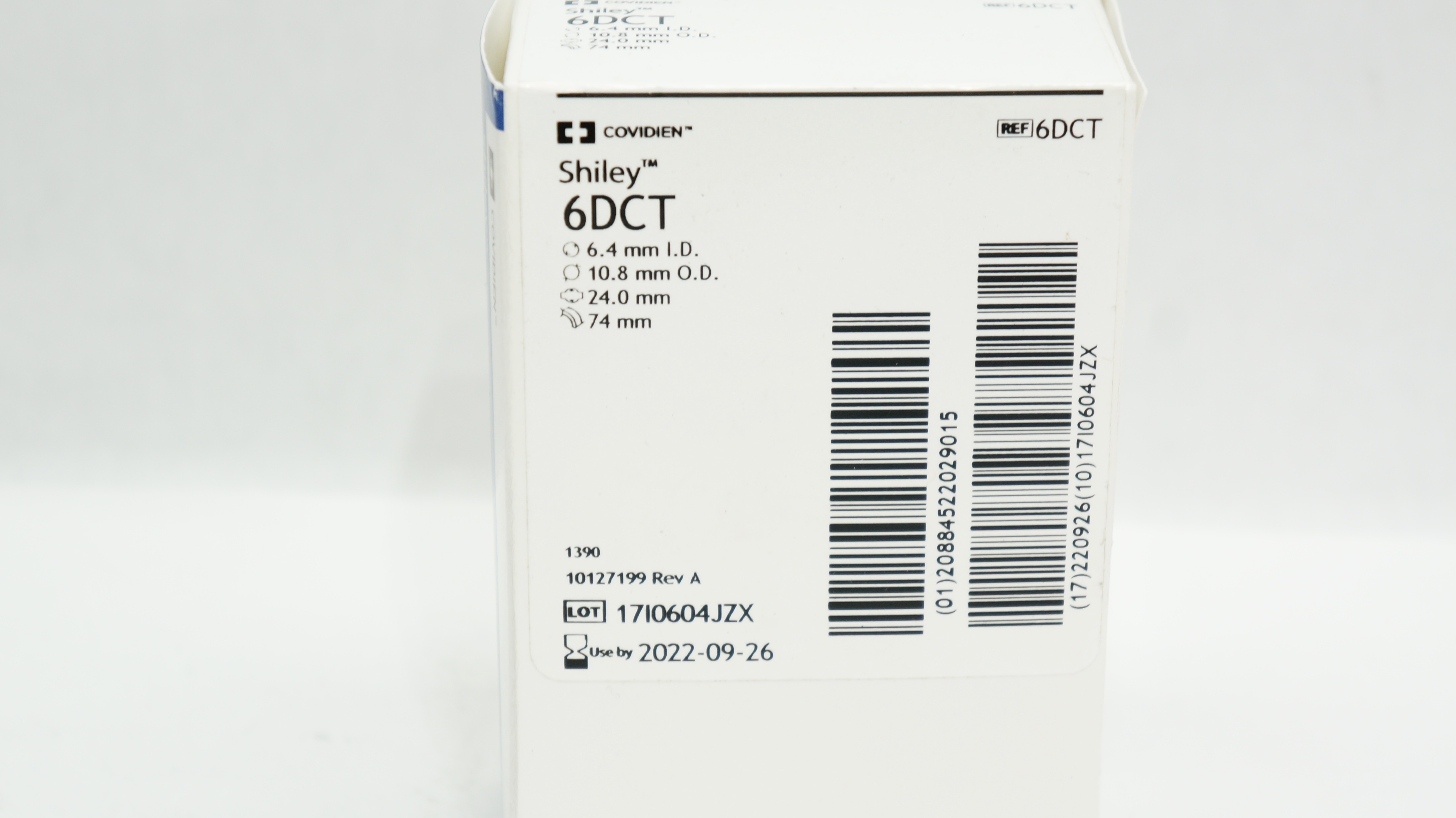 Covidien 6DCT Shiley Tracheostomy Tube Cuffed 6.4 I.Dx 10.8 O.D x 24.0 x 74mm(x)