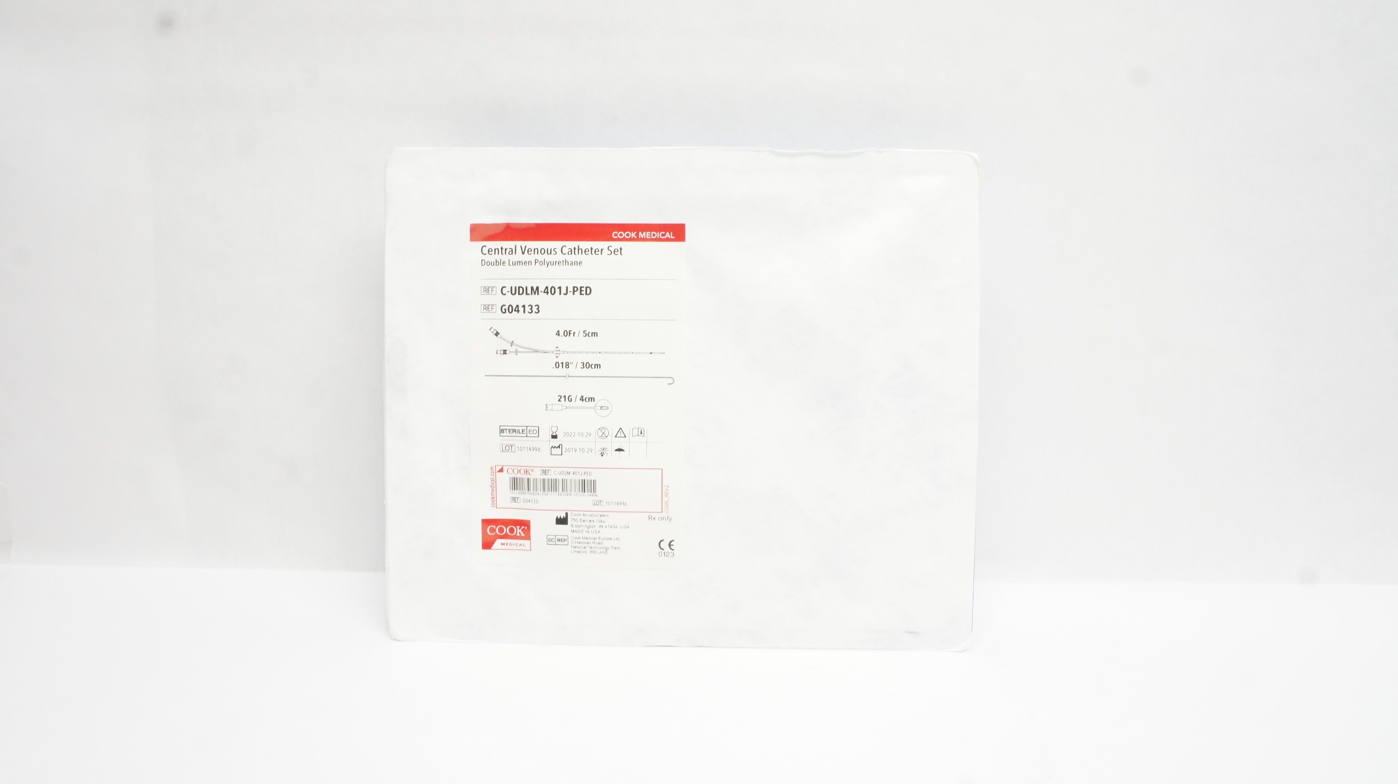 Cook Medical G04133 Central Venous Cath. Set 4.0Fr x .018 inch x 21G (x)
