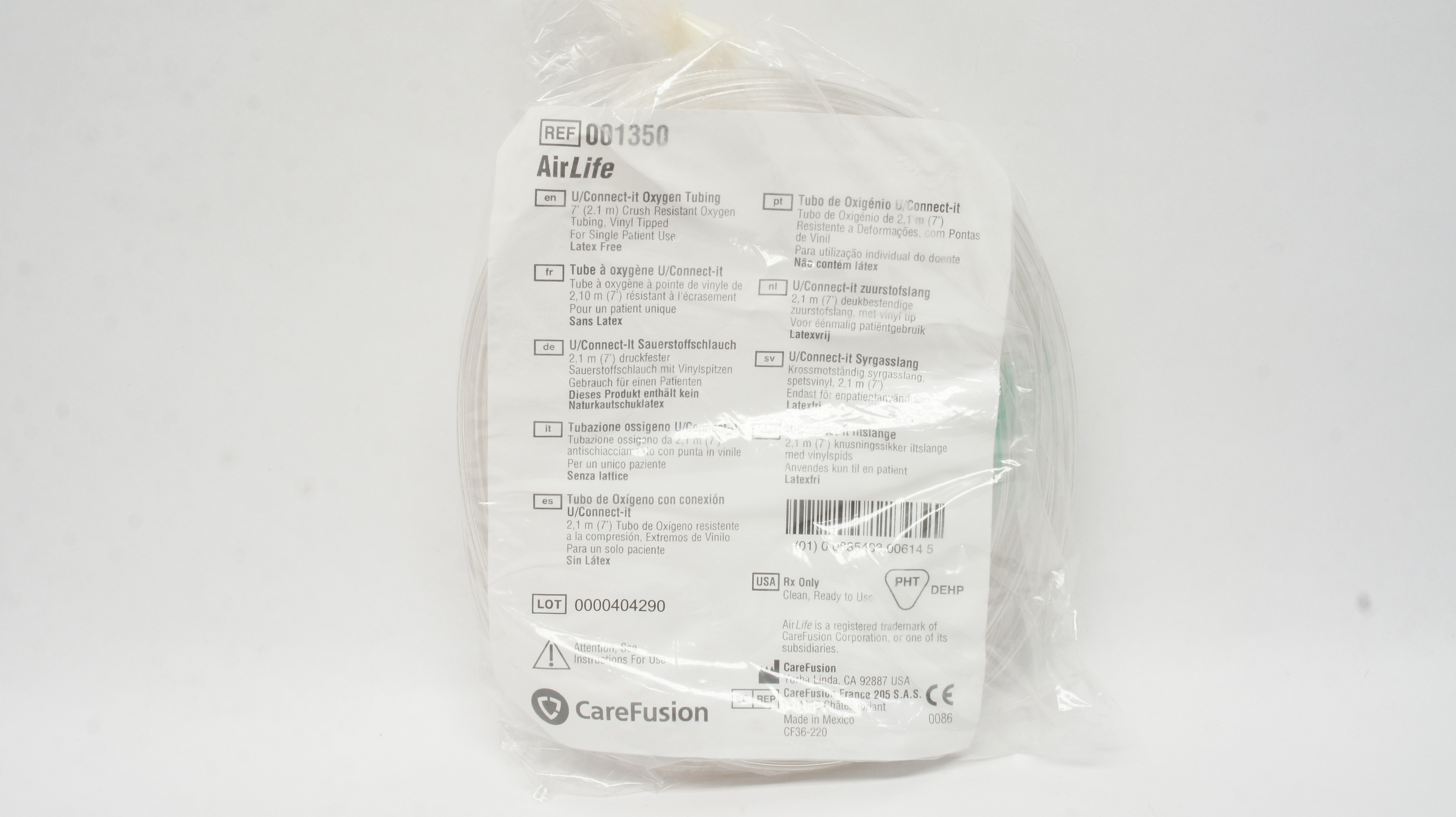 CareFusion 001350 AirLife U/Connectit Crush Resistant Oxygen Tubing 7feet