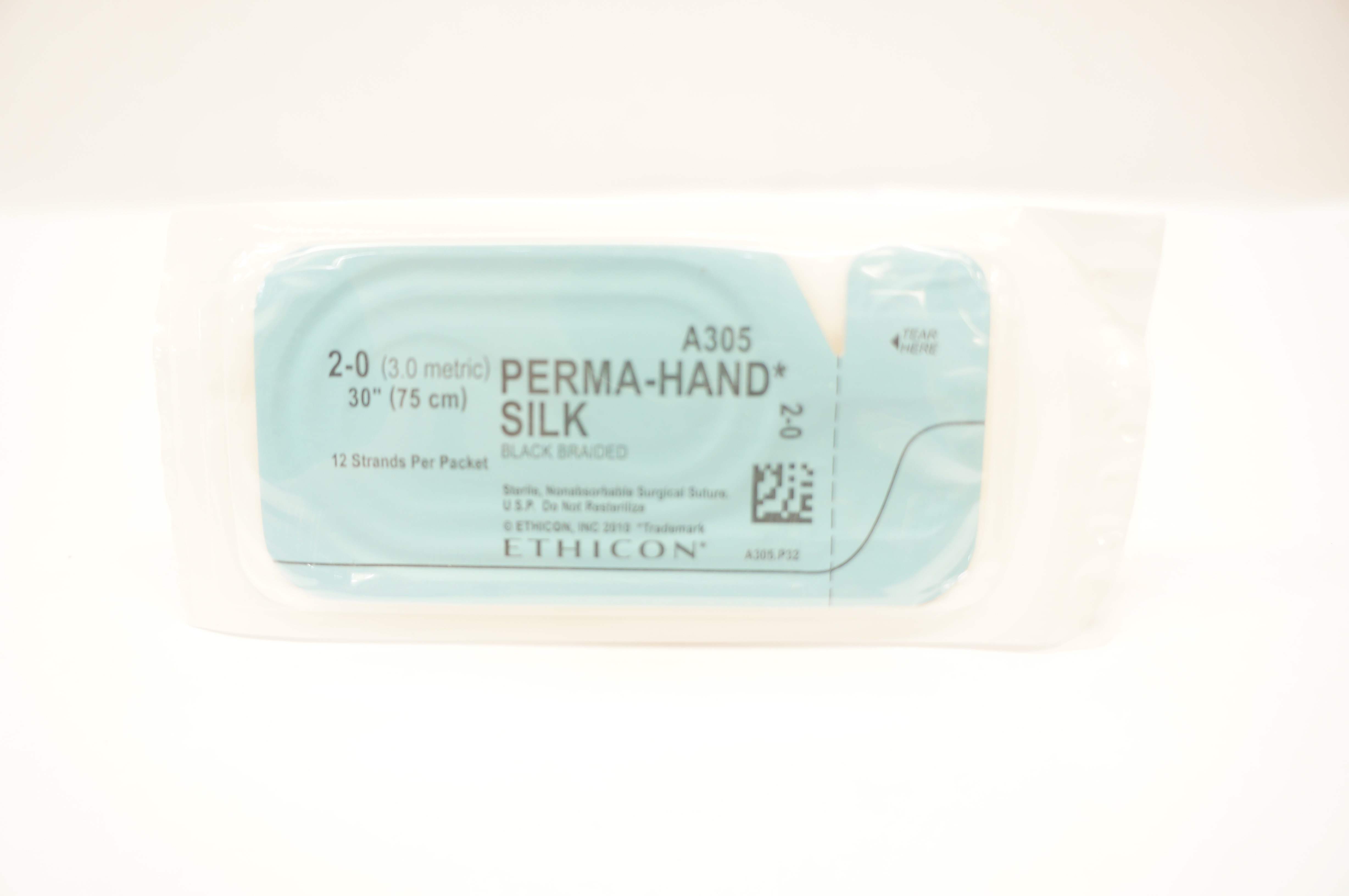 Ethicon A305 2-0 Perma-Hand Silk Black Braided Stre, 30inch