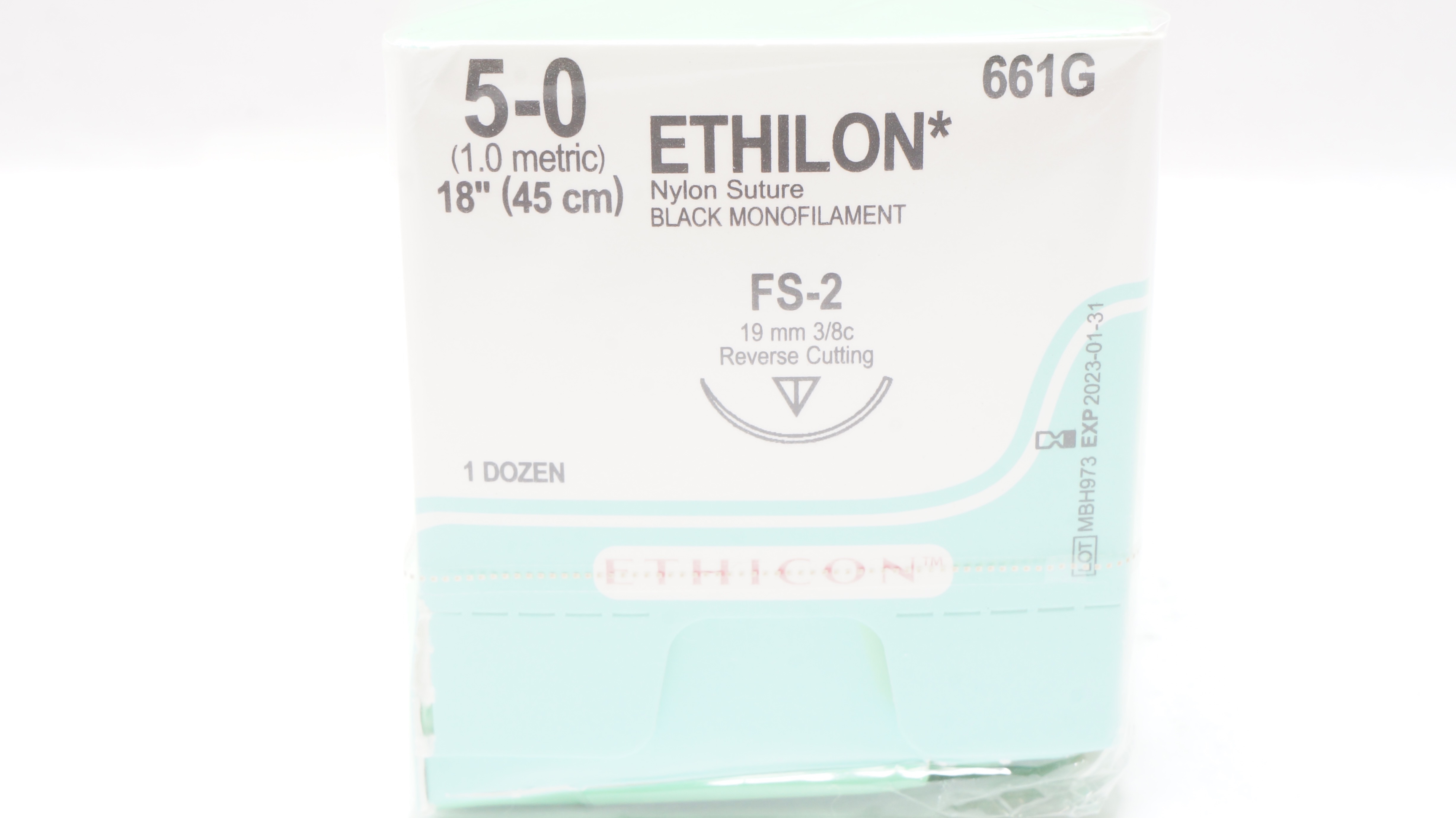 Ethicon 661G 5-0 ETHILON FS-2 19mm 3/8c Reverse Cutting, 18inch (x ...