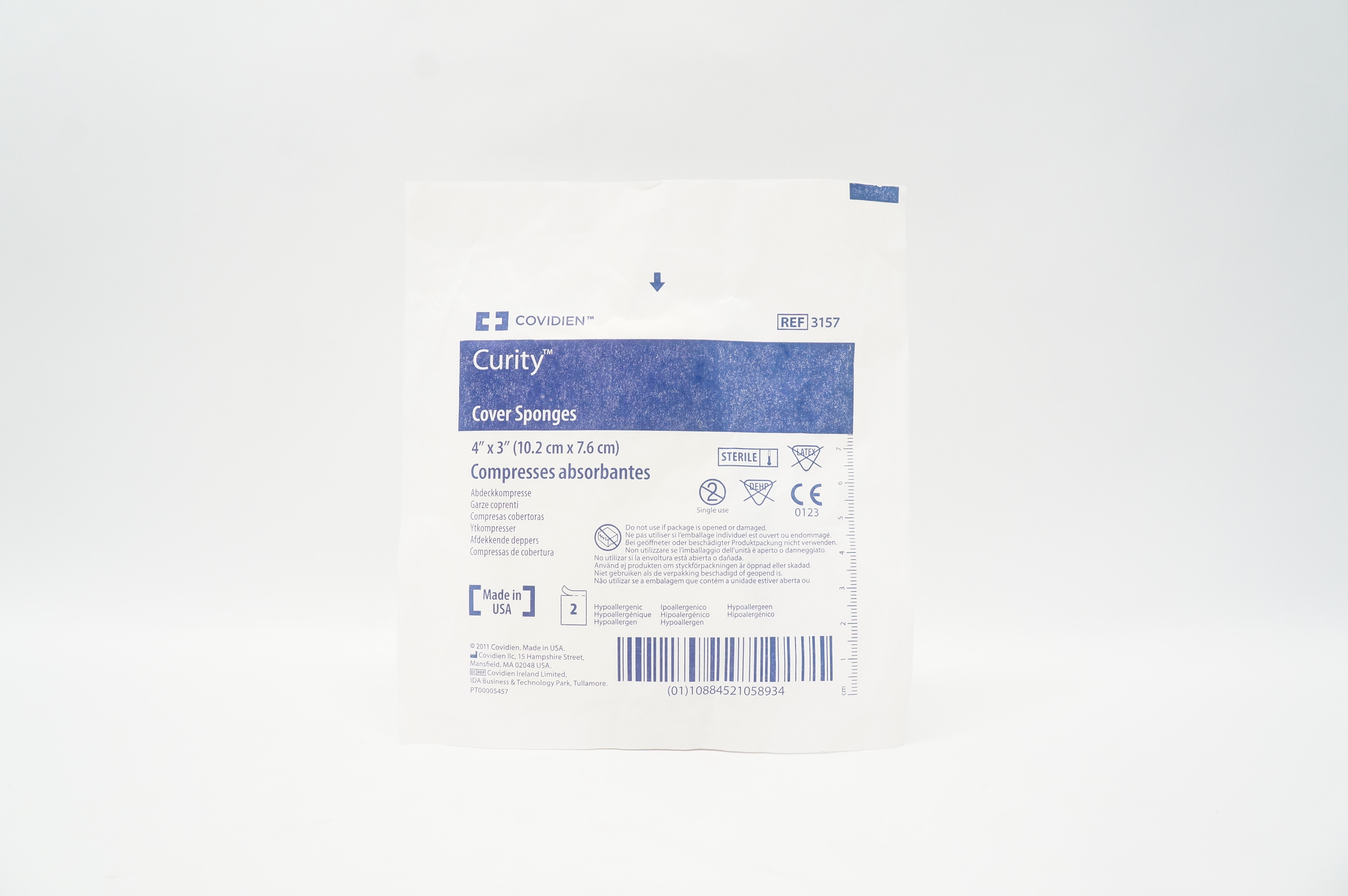 Covidien 3157 Curity Cover Sponges 4inch x 3inch - Pack of 2