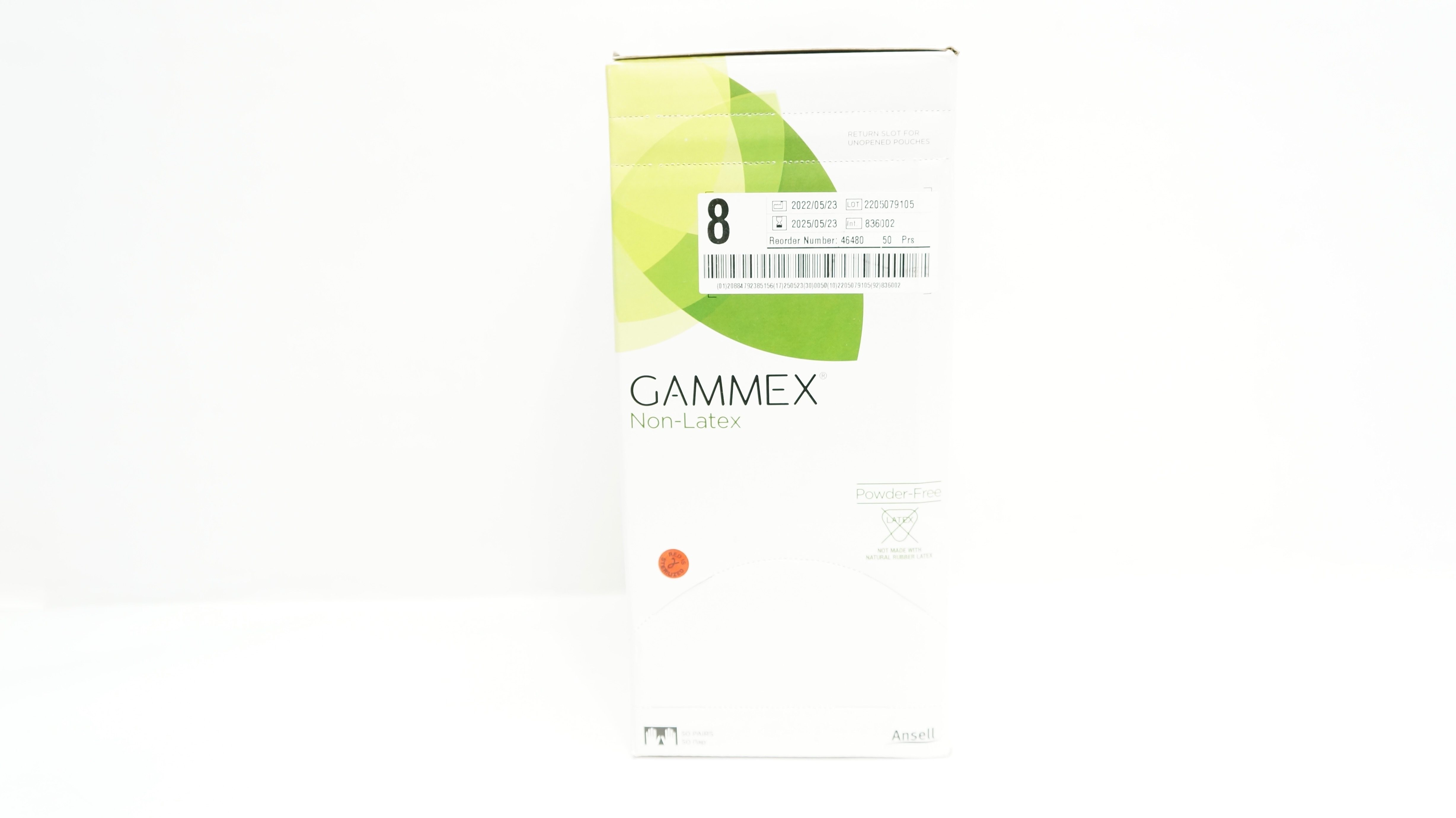 Gammex 46480 Ansell Neoprene PowderFree Surgical Gloves Size 8 Box of 50