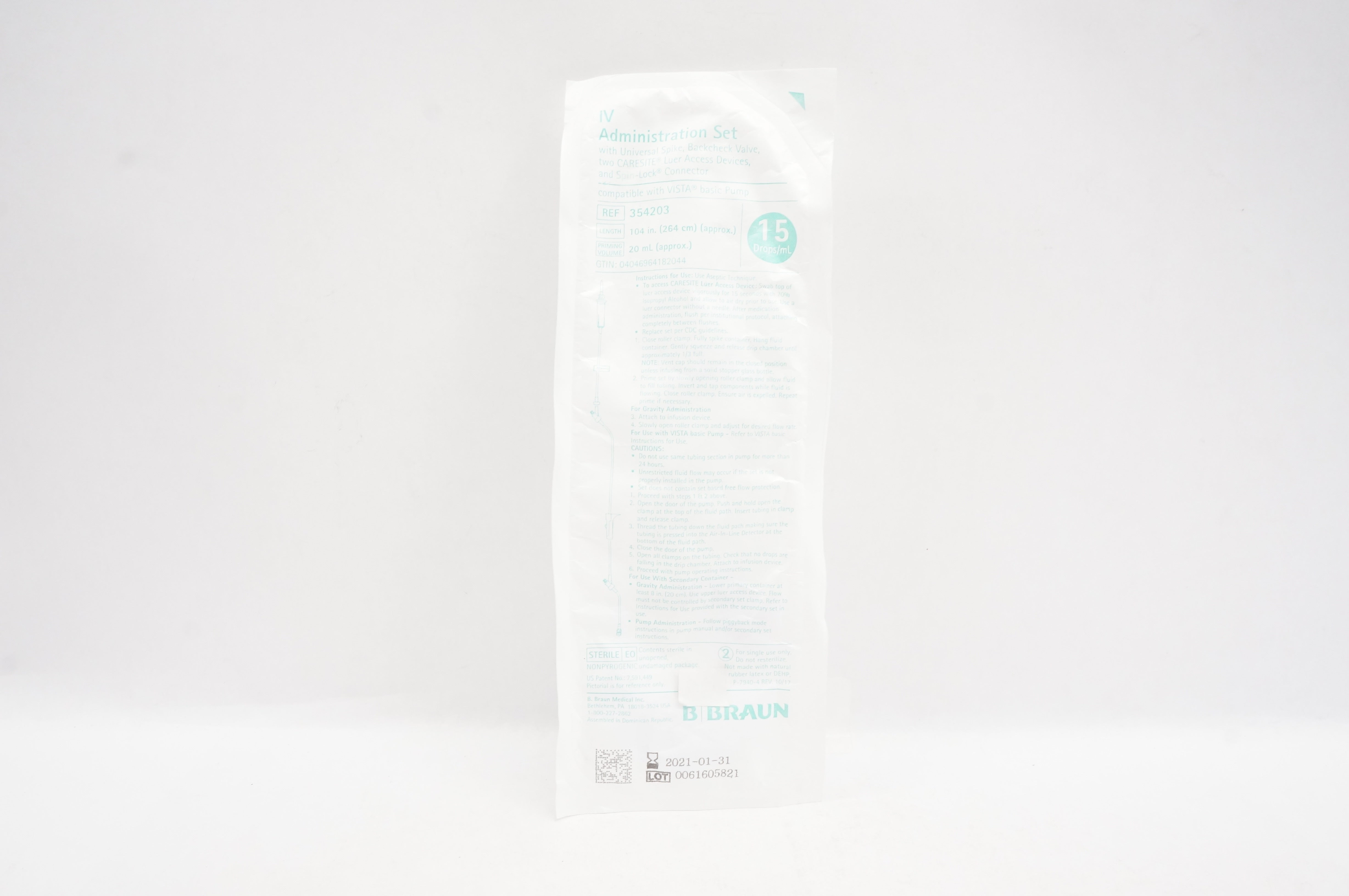 Braun 354203 IV Administration Set 15 Drops/mL 20ml x 104inch (Approx.) (x)