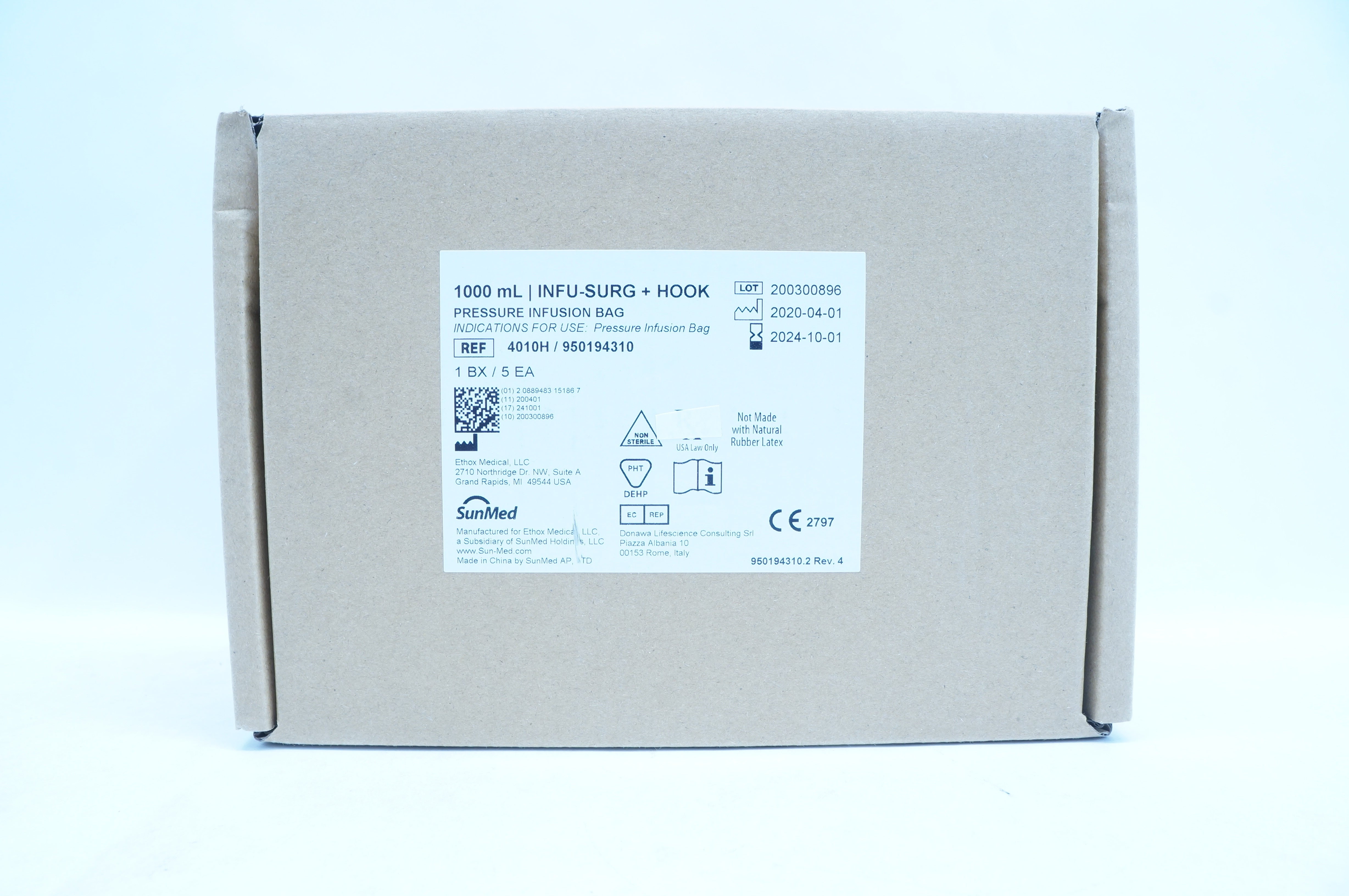 SunMed 4010H/950194310 Pressure Infusion Bag - Box of 5