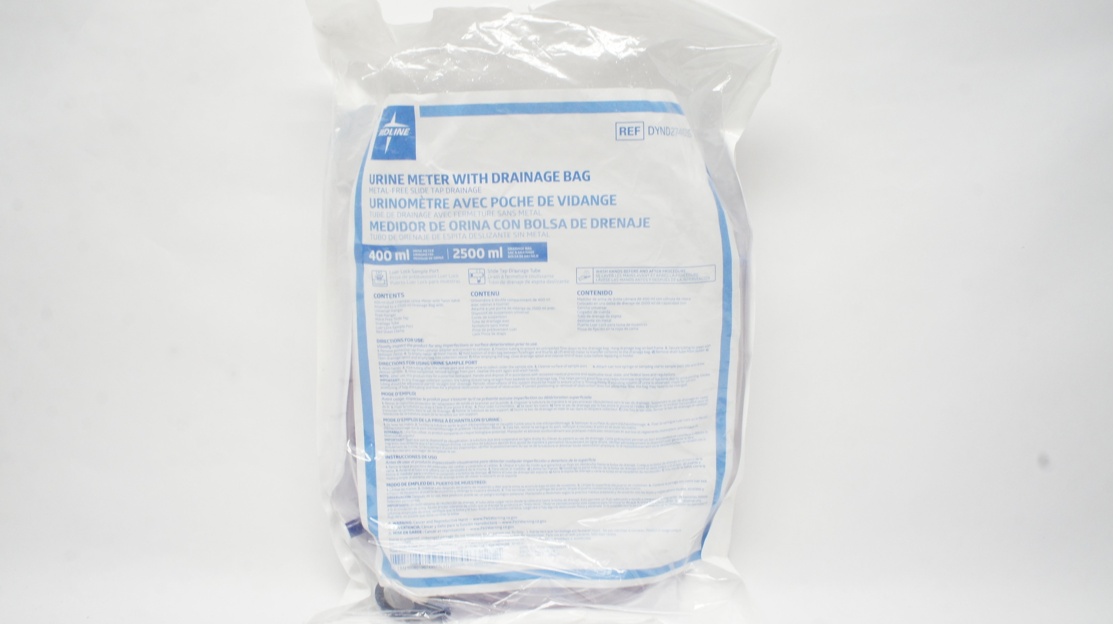 Medline DYND27403S 400mL Urine Meter with 2500mL Drainage Bag
