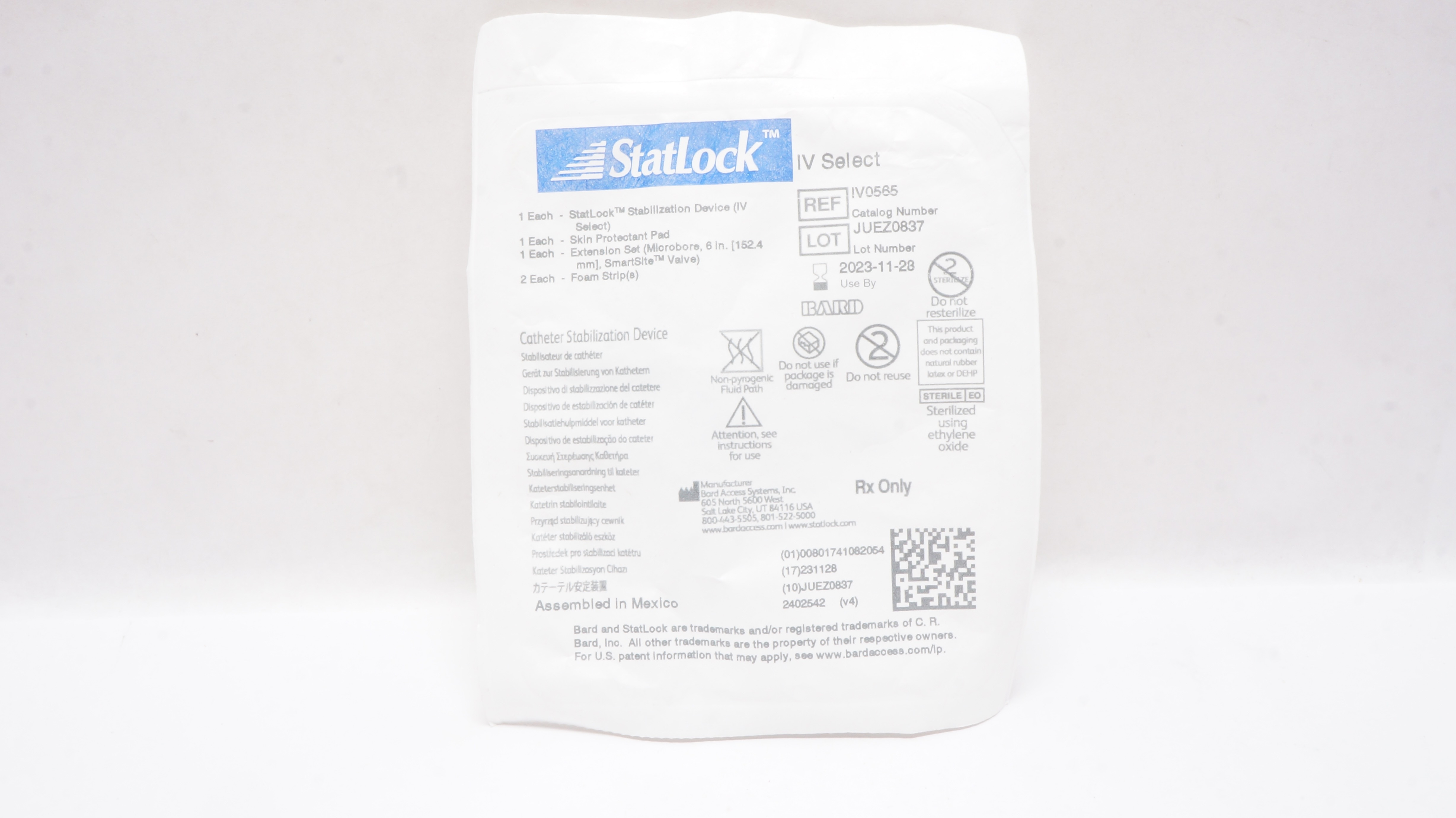 Bard IV0565 IV0565 StatLock IV Selelct Cath. Stabilization Device