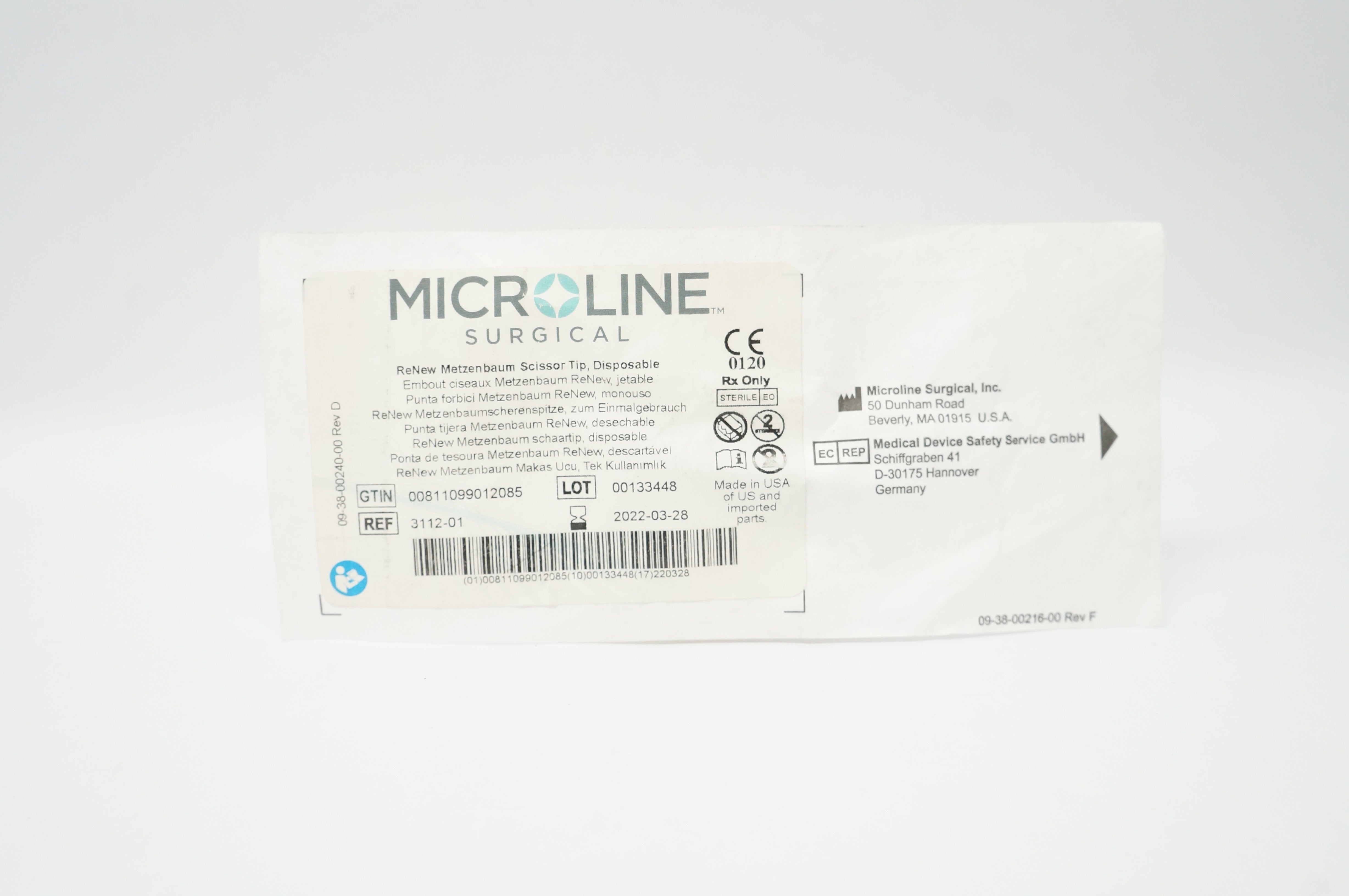 Microline Surgical 3112-01 Renew Metzenbaum Scissor Tip Disposable (x)