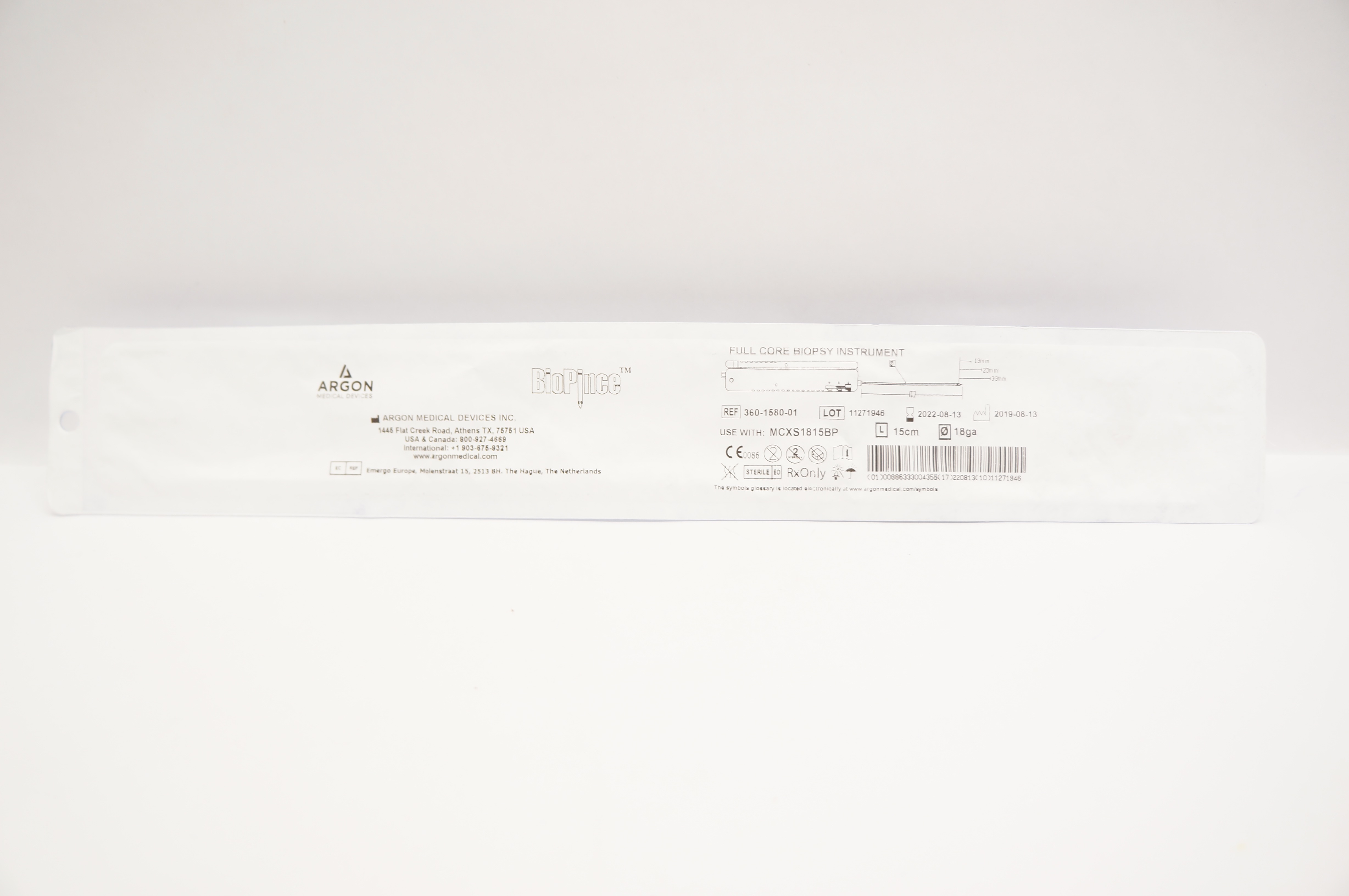 Argon 360-1580-01 BioPince Full Core Biopsy Instrument 13x23mm 15cmx18ga (x)