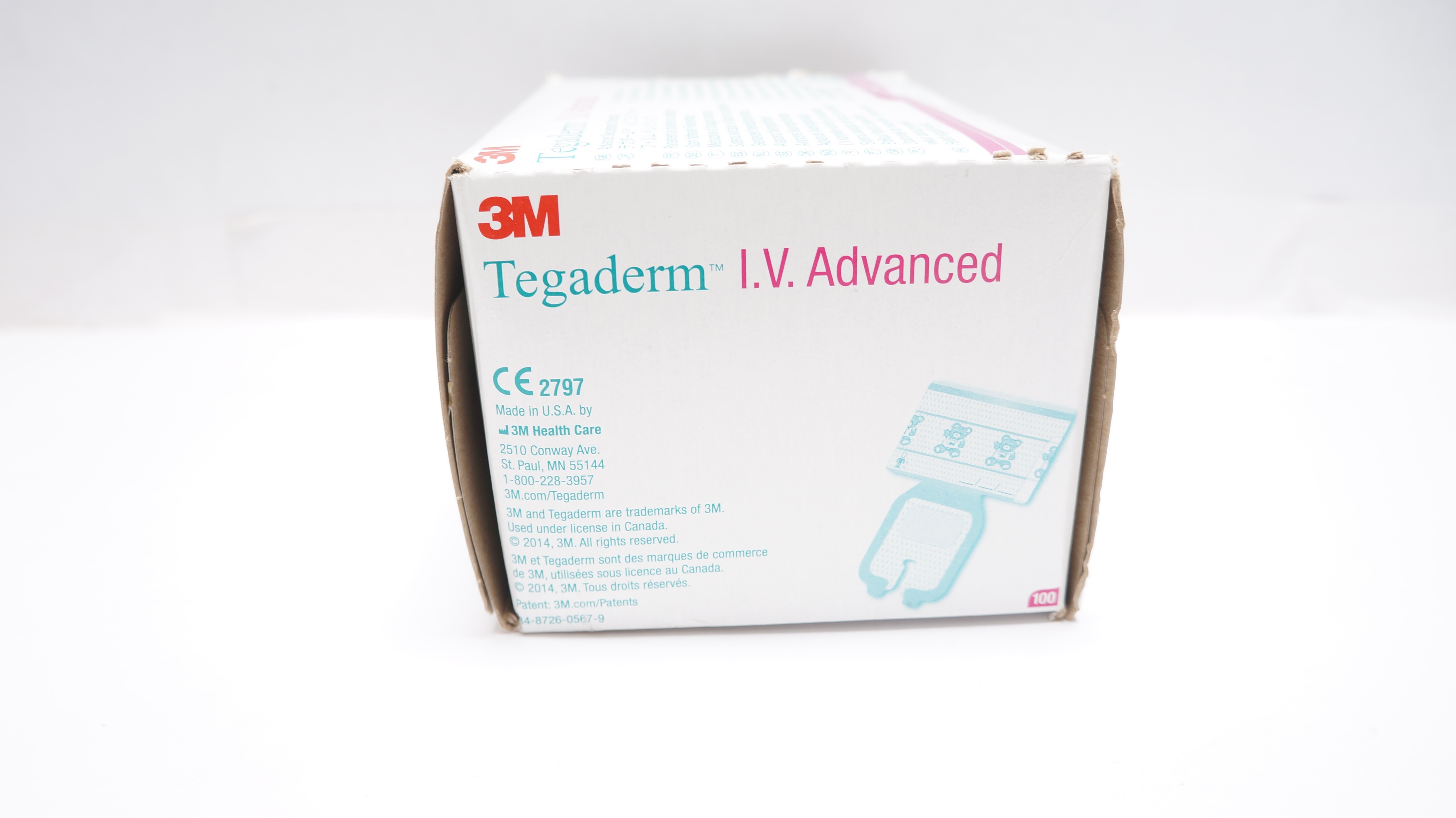 3M 1682 Tegaderm IV Advanced Securement Dressing 2 x 2-1/4inch (x) - Box of 100
