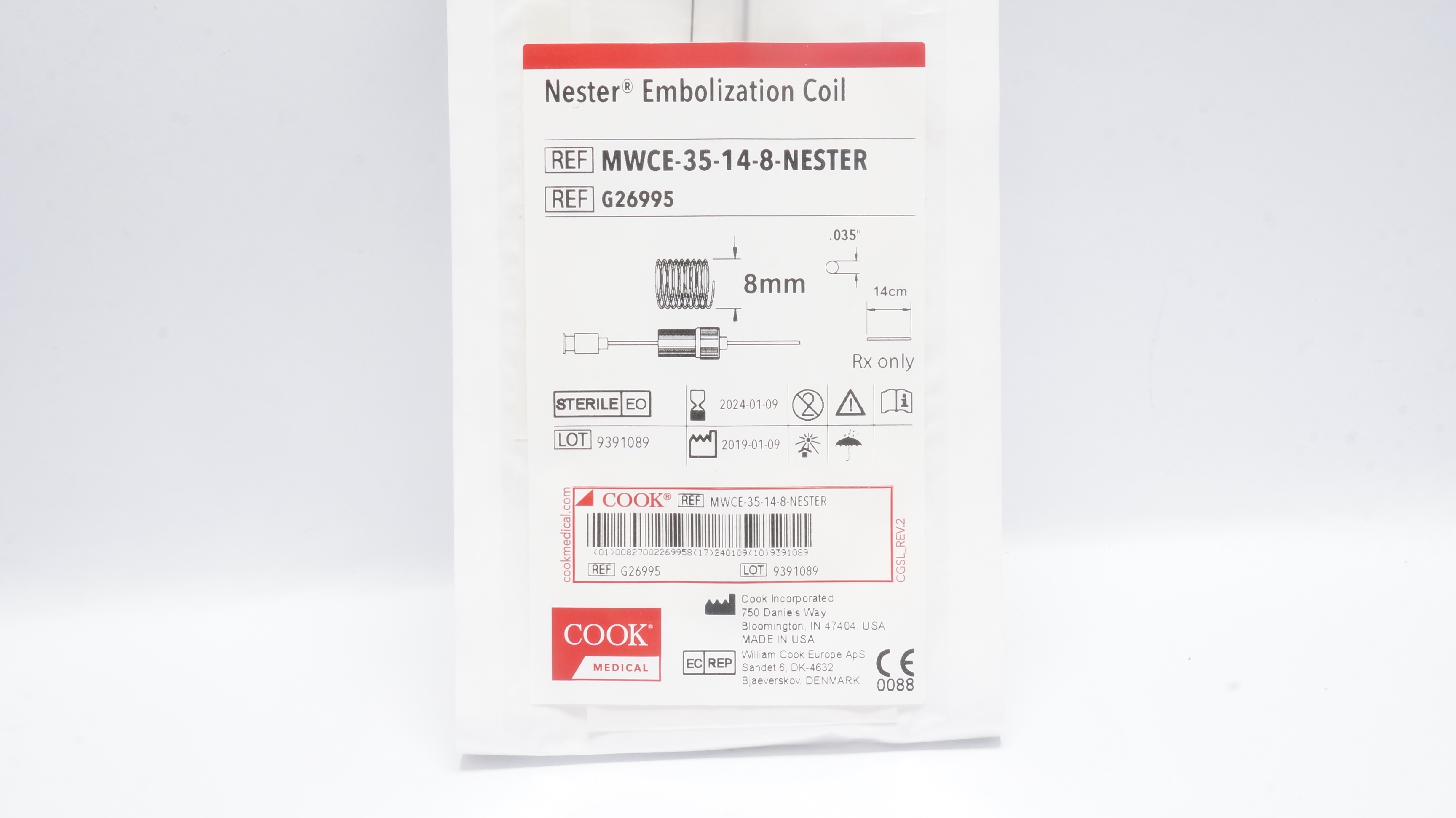 Cook Medical G26995 Nester Embolization Coil 8mm x 14cm x .035inch (x)