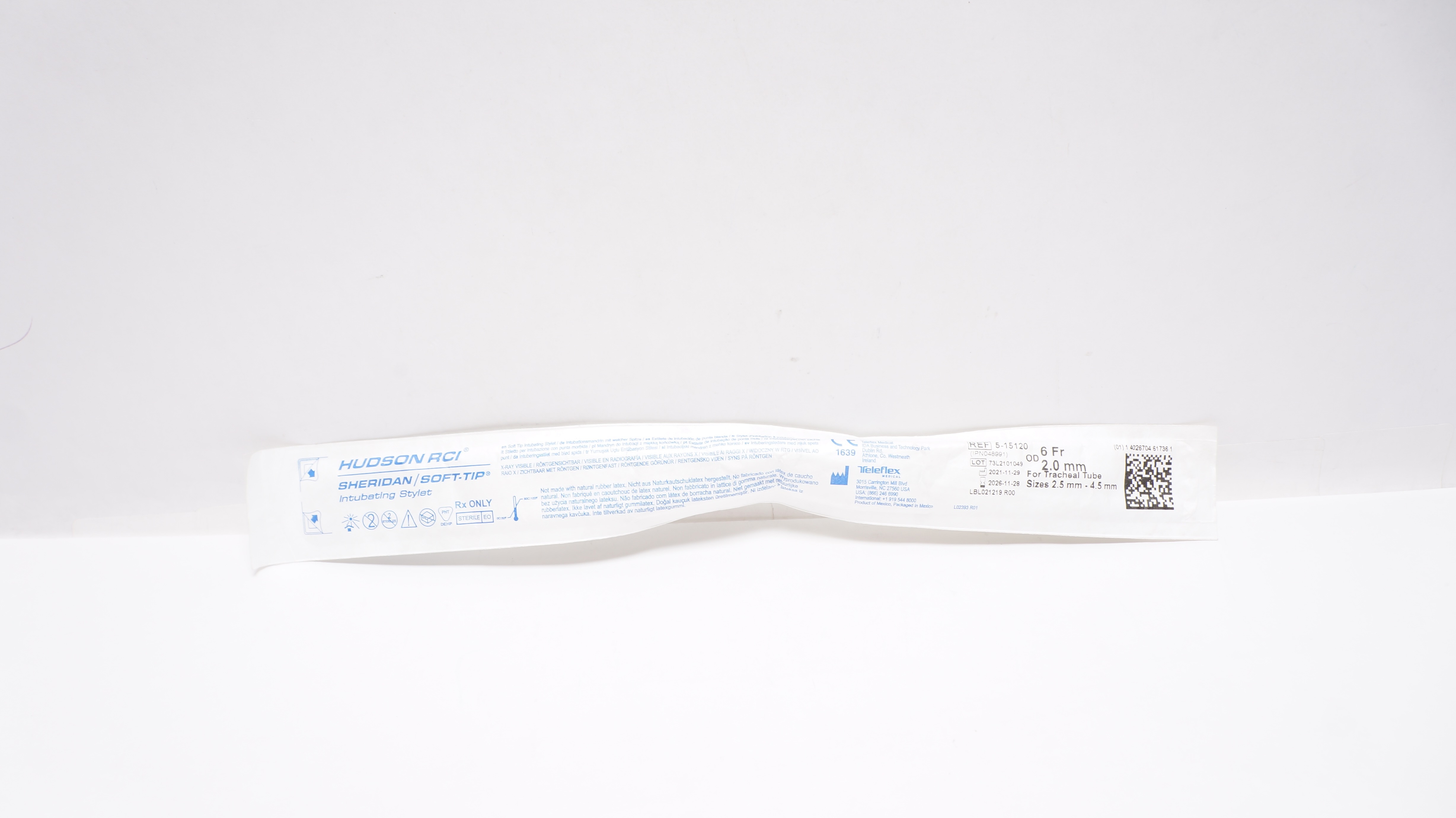 Teleflex 5-15120 Hudson RCI Sheridan/Soft-Tip Intubating Stylet 6Fr x 2.0mm