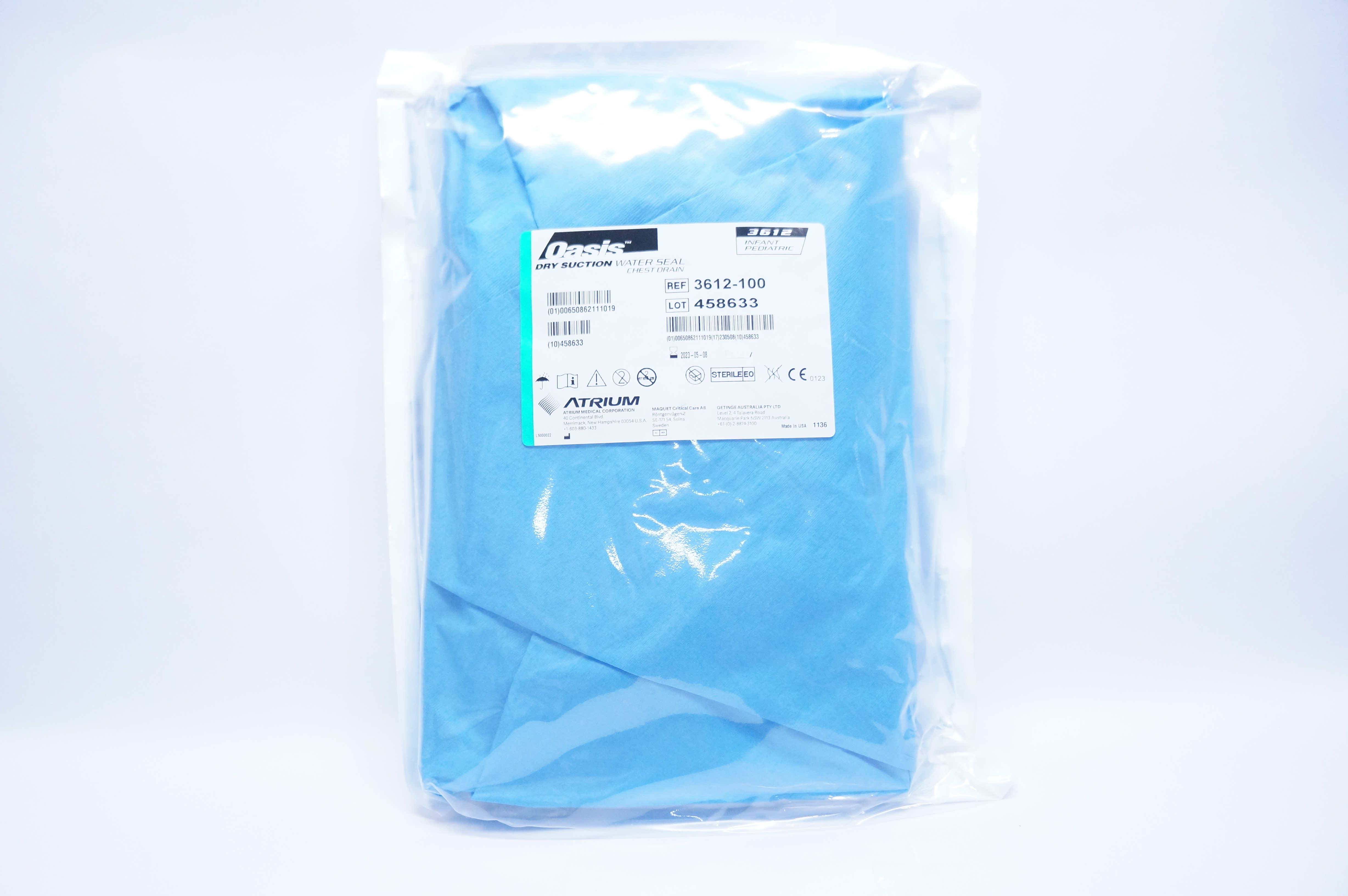 Atrium 3612-100 Oasis Dry Suction Water Seal Chest Drain Infant Pediatric