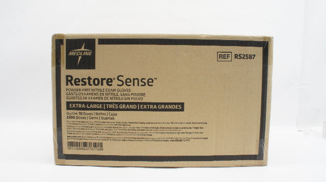 Medline RS2587 Restore Sense Powder-Free Nitrile Exam Gloves XL - Case of 2300