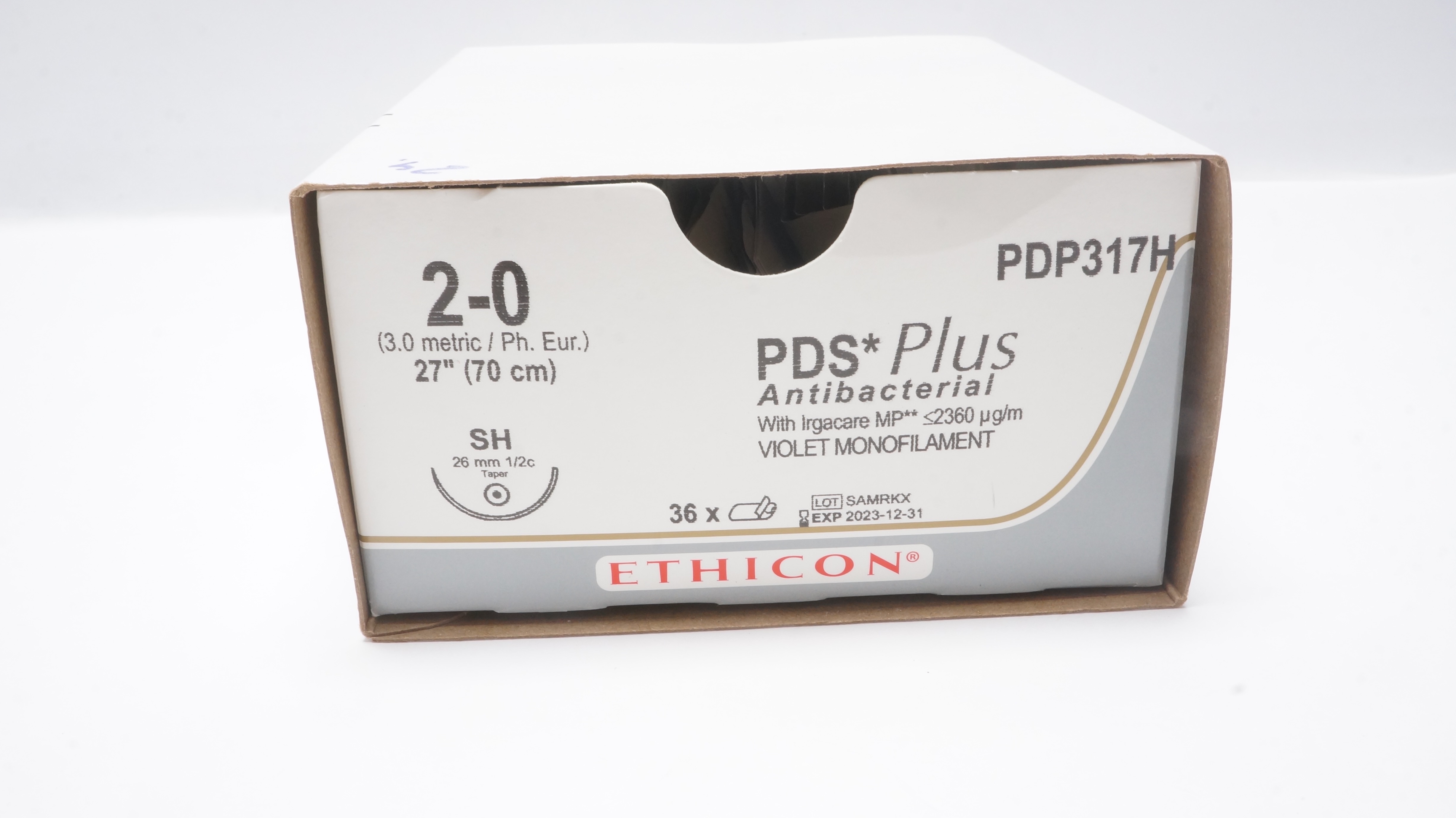 Ethicon PDP317H 2-0 PDS Plus Stre SH Taper, 26mm 1/2c, 27inch (x) - Box of 24