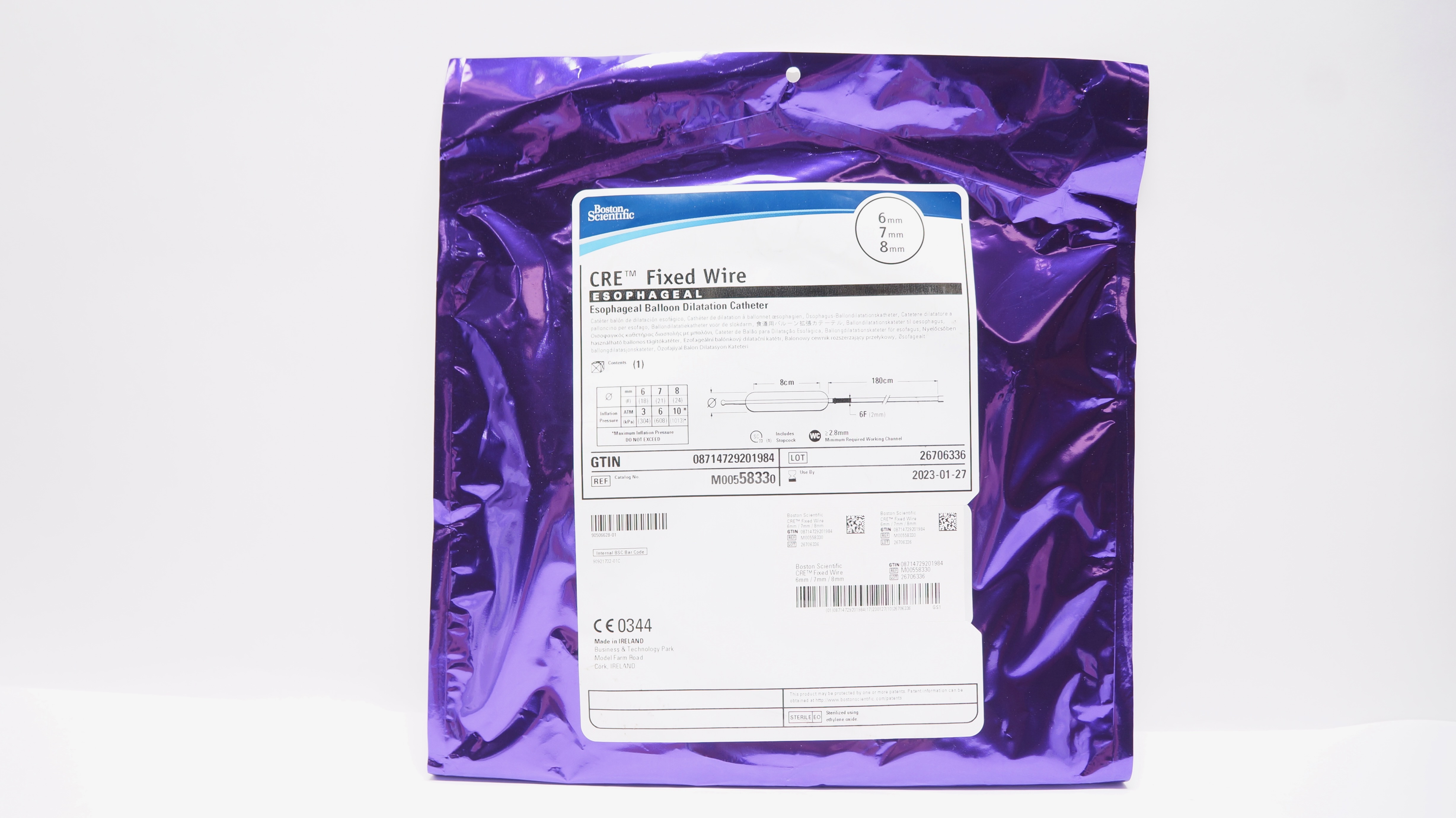 Boston Scientific M00558330 CRE Fixed Wire Esophageal Cath. 6 x 7 x 8mm (x)