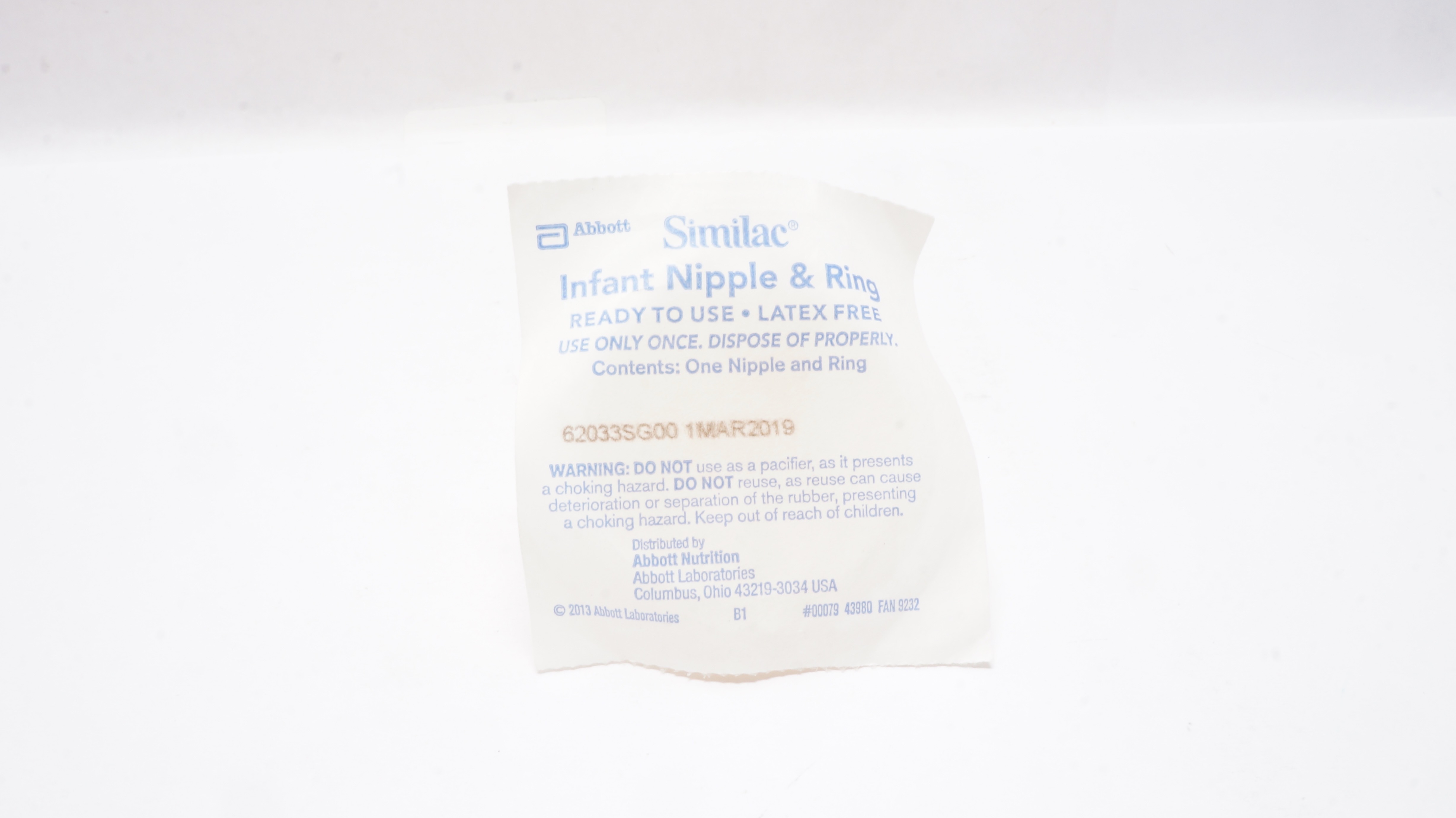Abbott 62033SG00 Similac Infant Nipple & Ring (x)