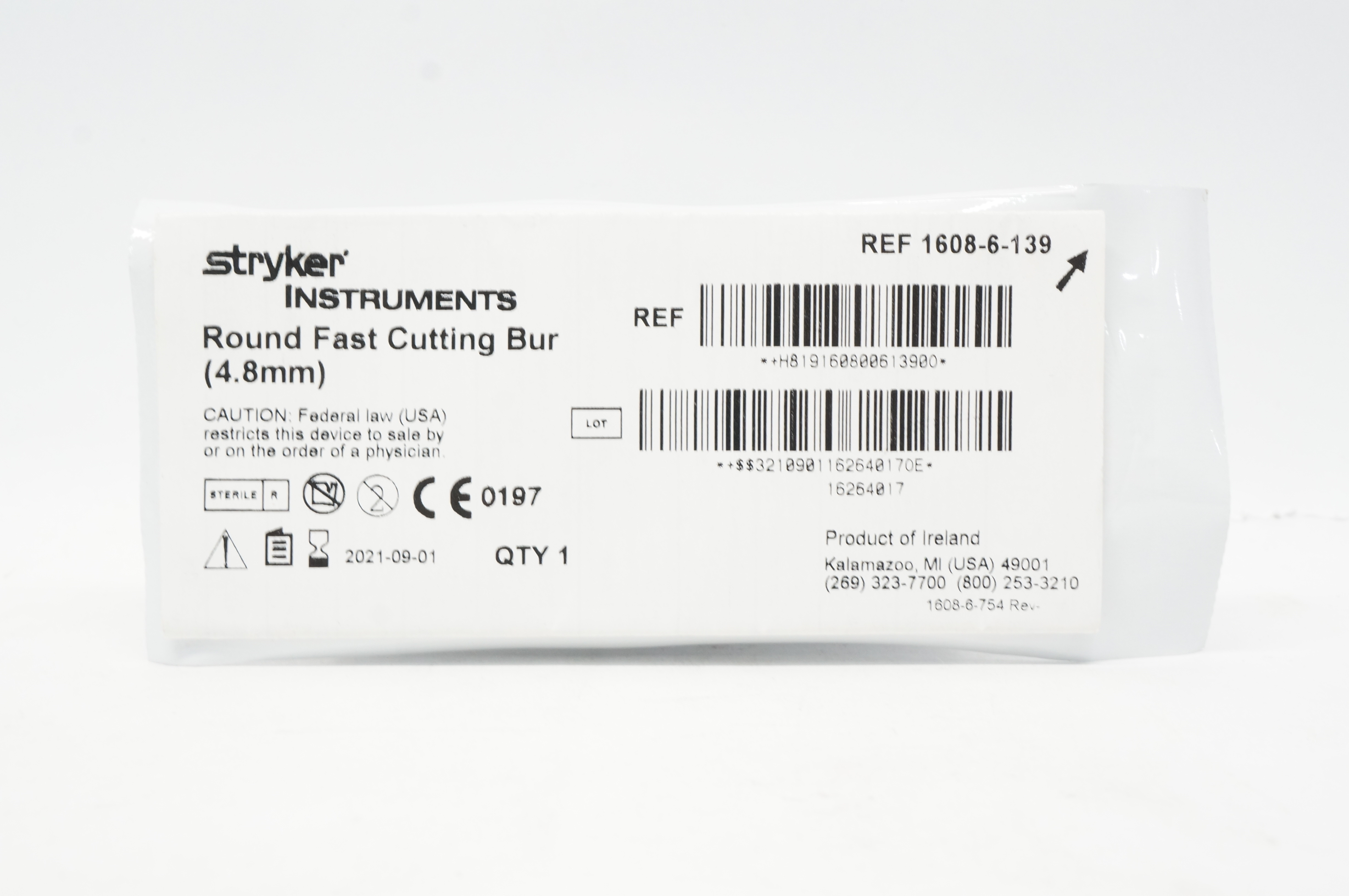 Stryker 1608-6-139 Round Fast Cutting Bur 4.8mm