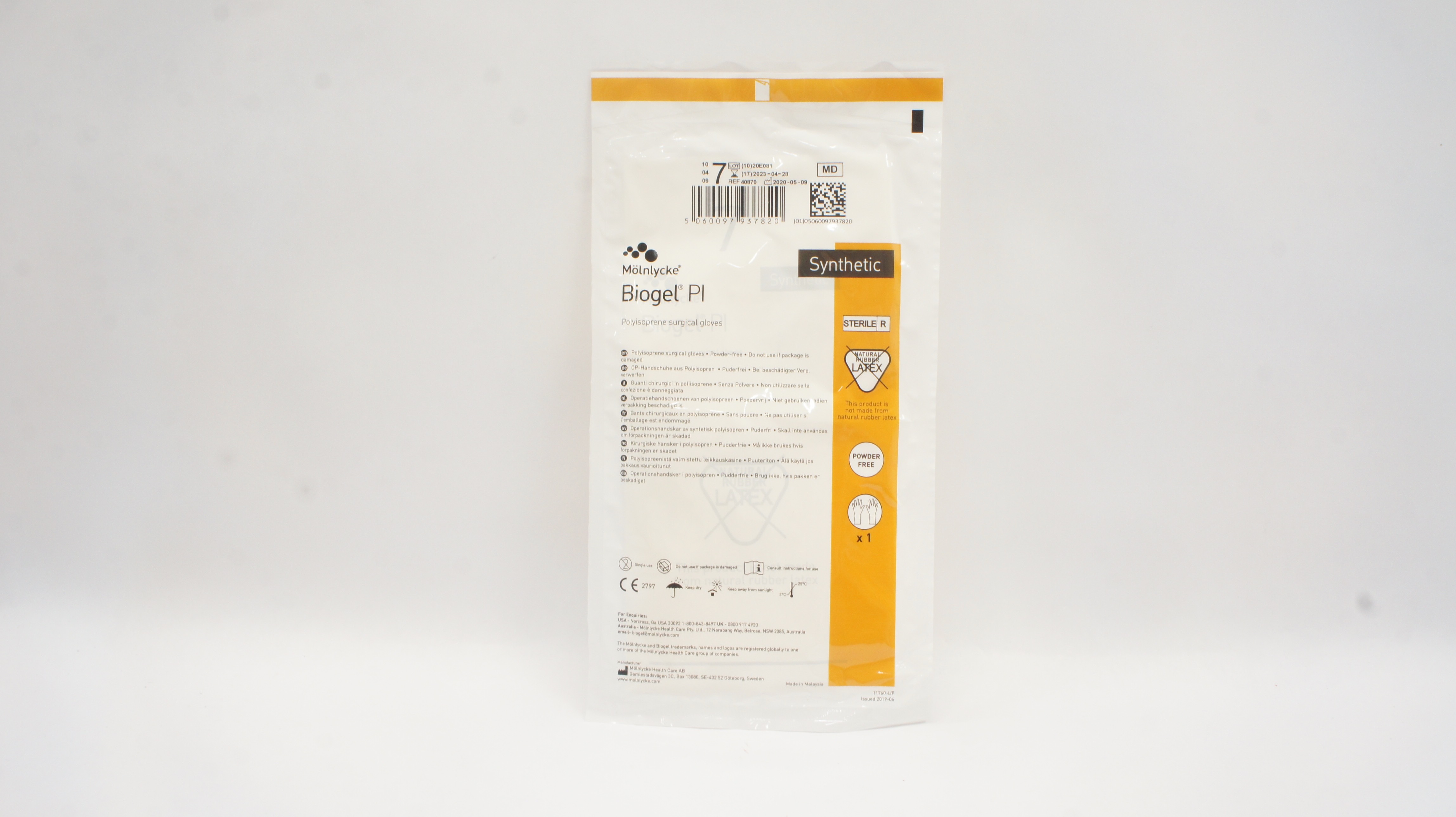 Molnlycke Healthcare 40870 Biogel Pl Polyisoprene Surgical Gloves Size 7