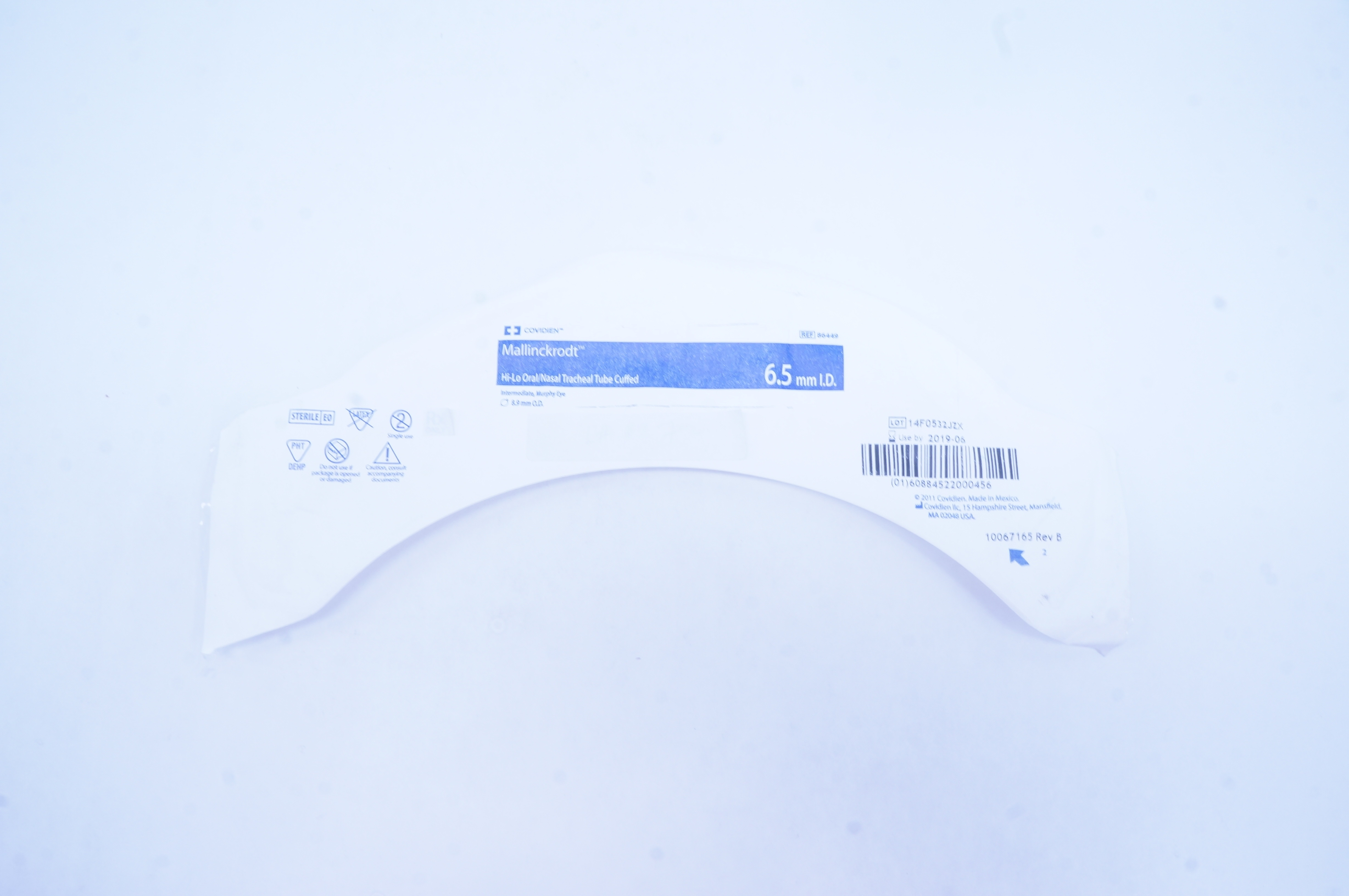 Covidien 86449 Hi-Lo Oral/Nazal Tracheal Tube Cuffed 6.5mm ID 8.9mm OD (x)