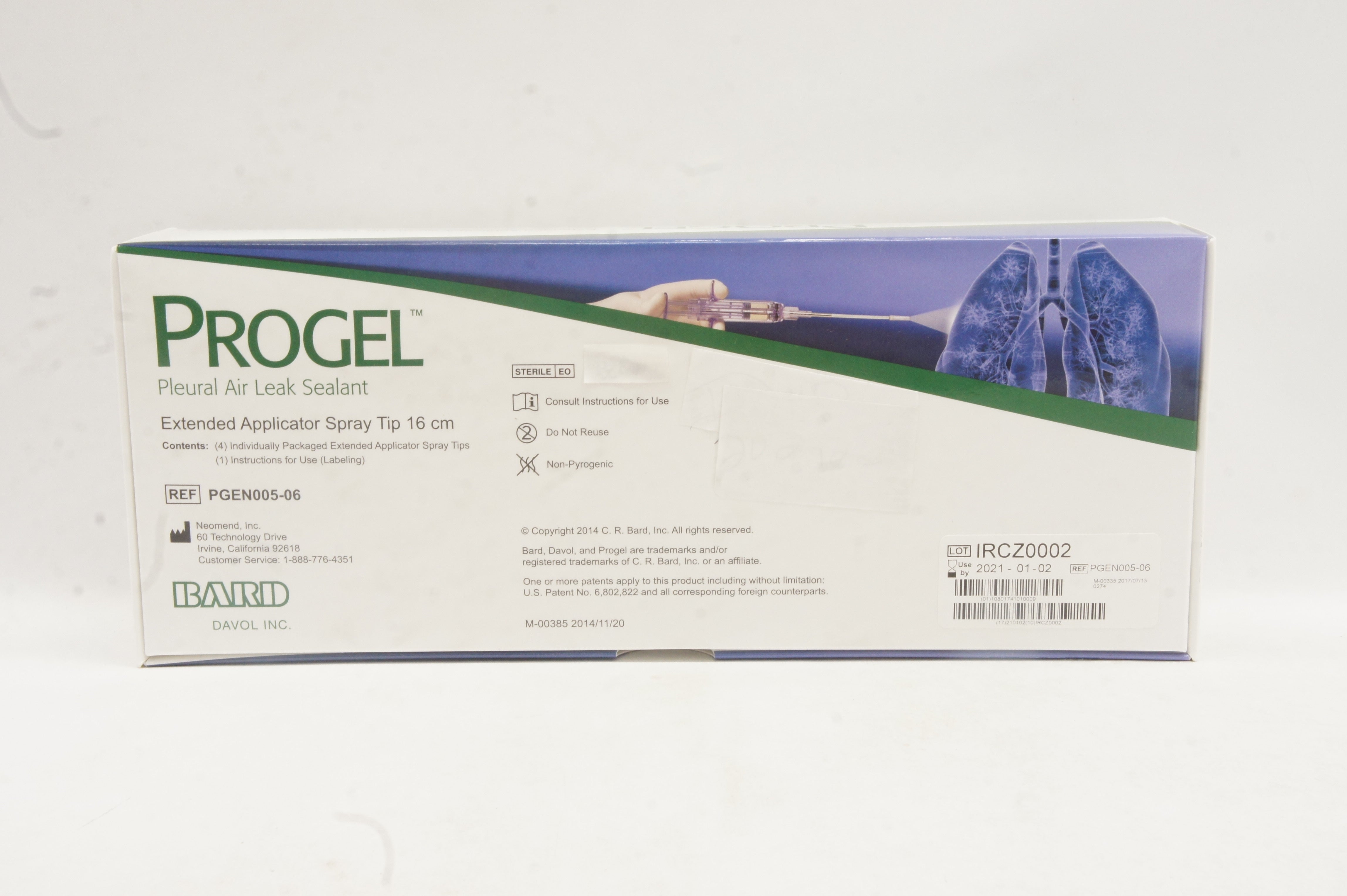 Bard PGEN005-06 Pleural Air Leak Sealant Extended Applicator 16cm - Box of 3 (x)