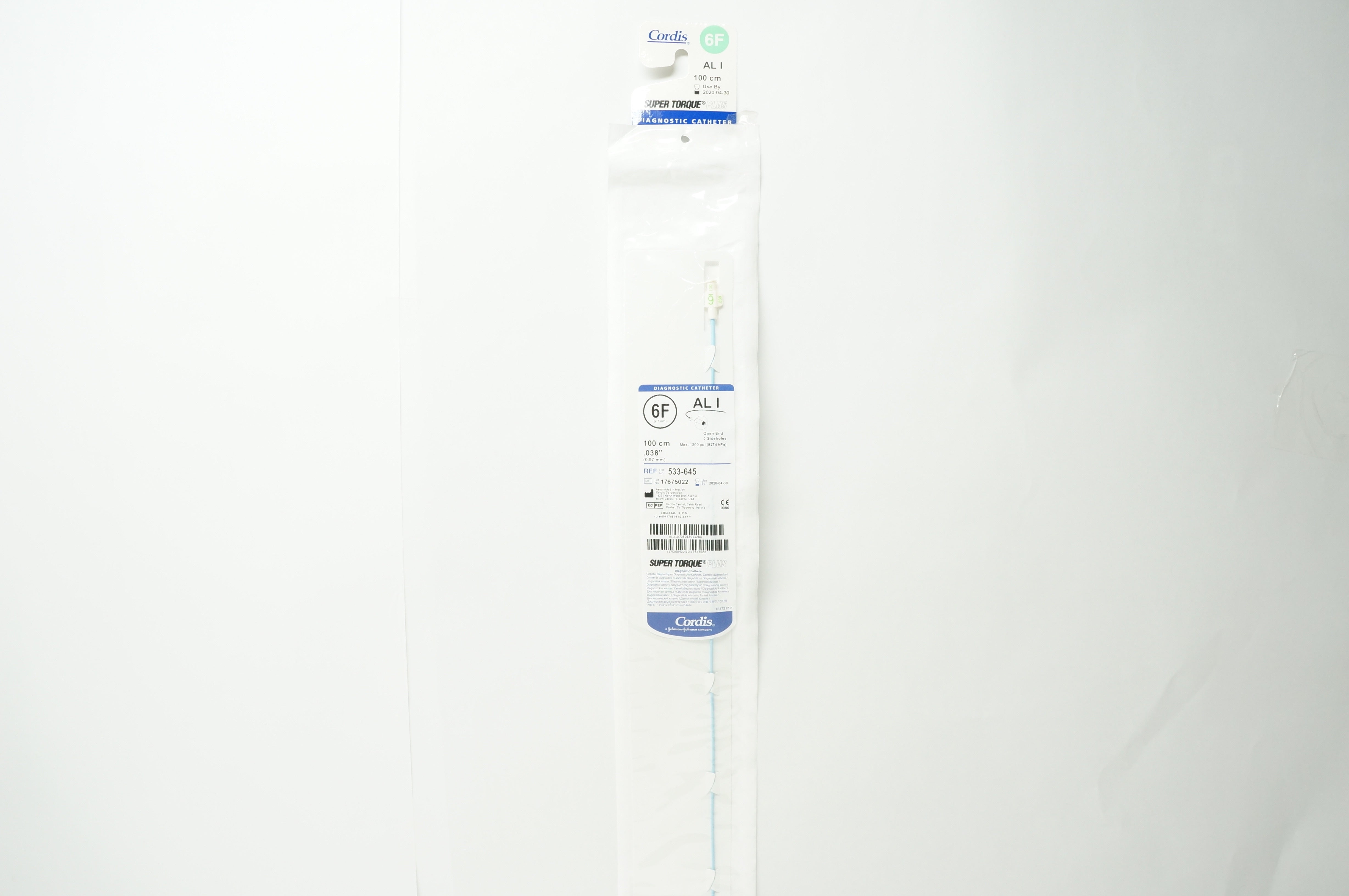 Cordis 533645 Diagnostic Cath. 6F x 100cm, AL I (x)