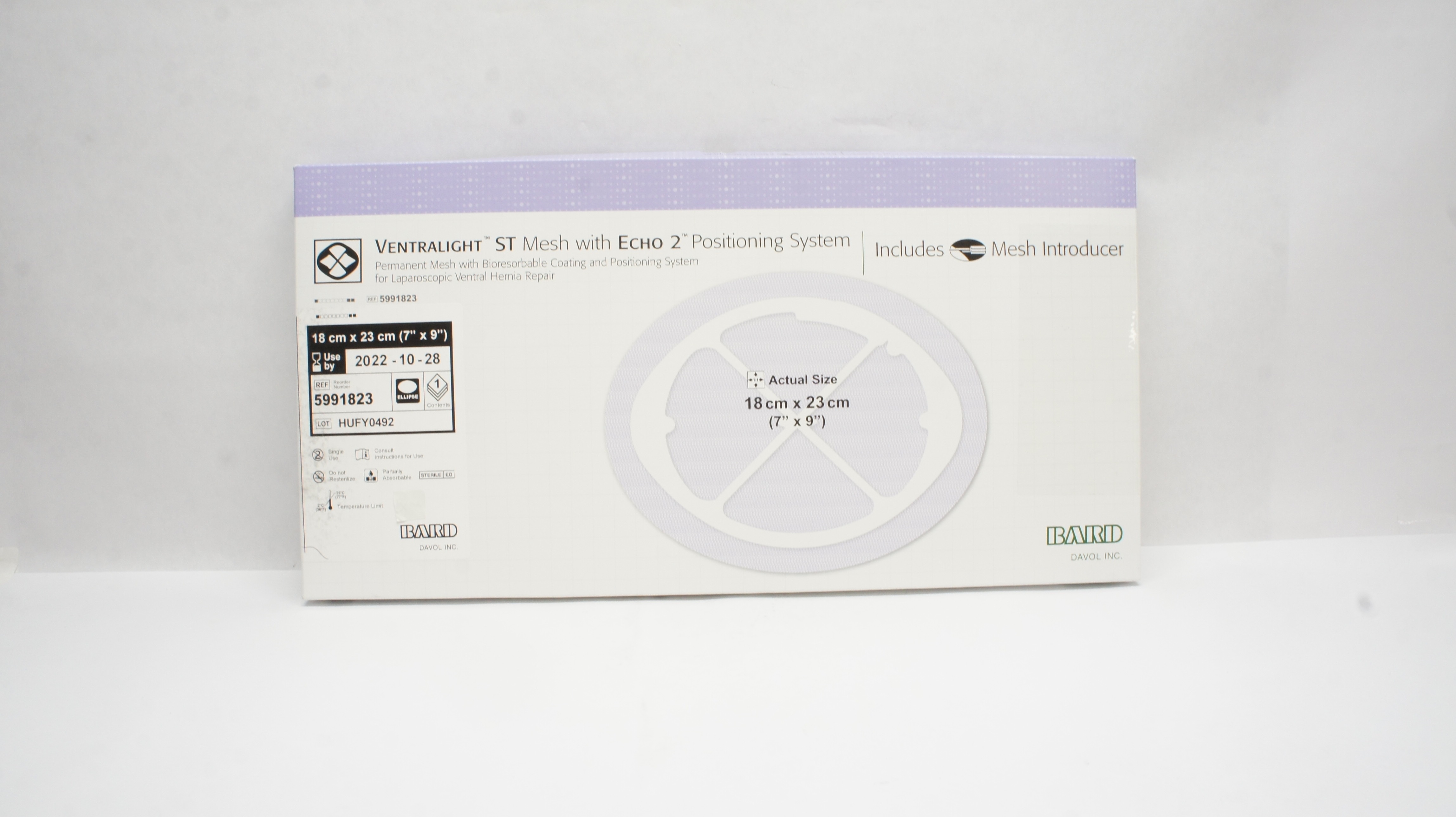 Bard 5991823 Ventralight ST Mesh With Echo PS Positioning System 7 x 9inch (x)