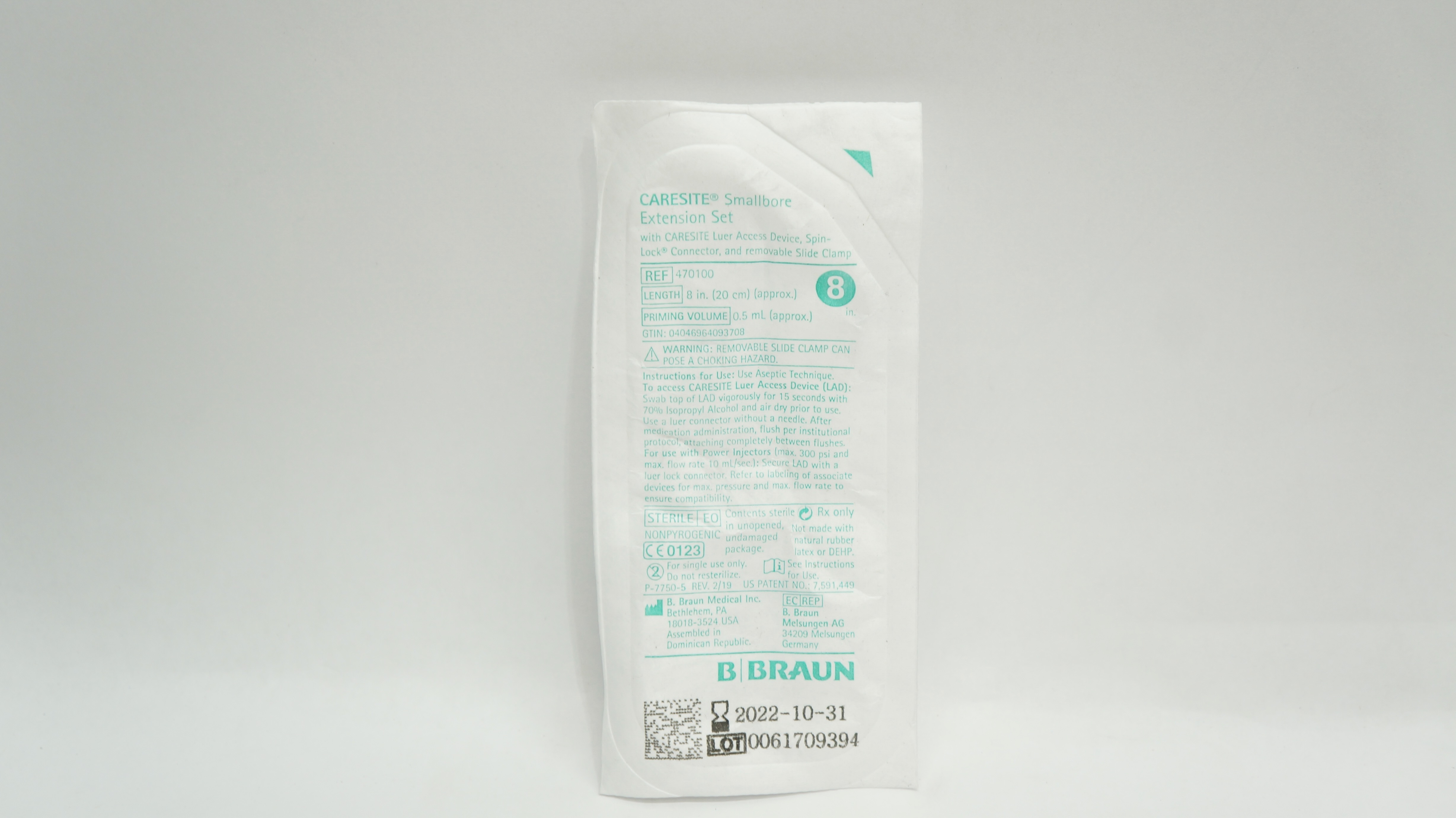 Braun 470100 Caresite Smallbore Extension Set 8inch x 0.5mL (x)