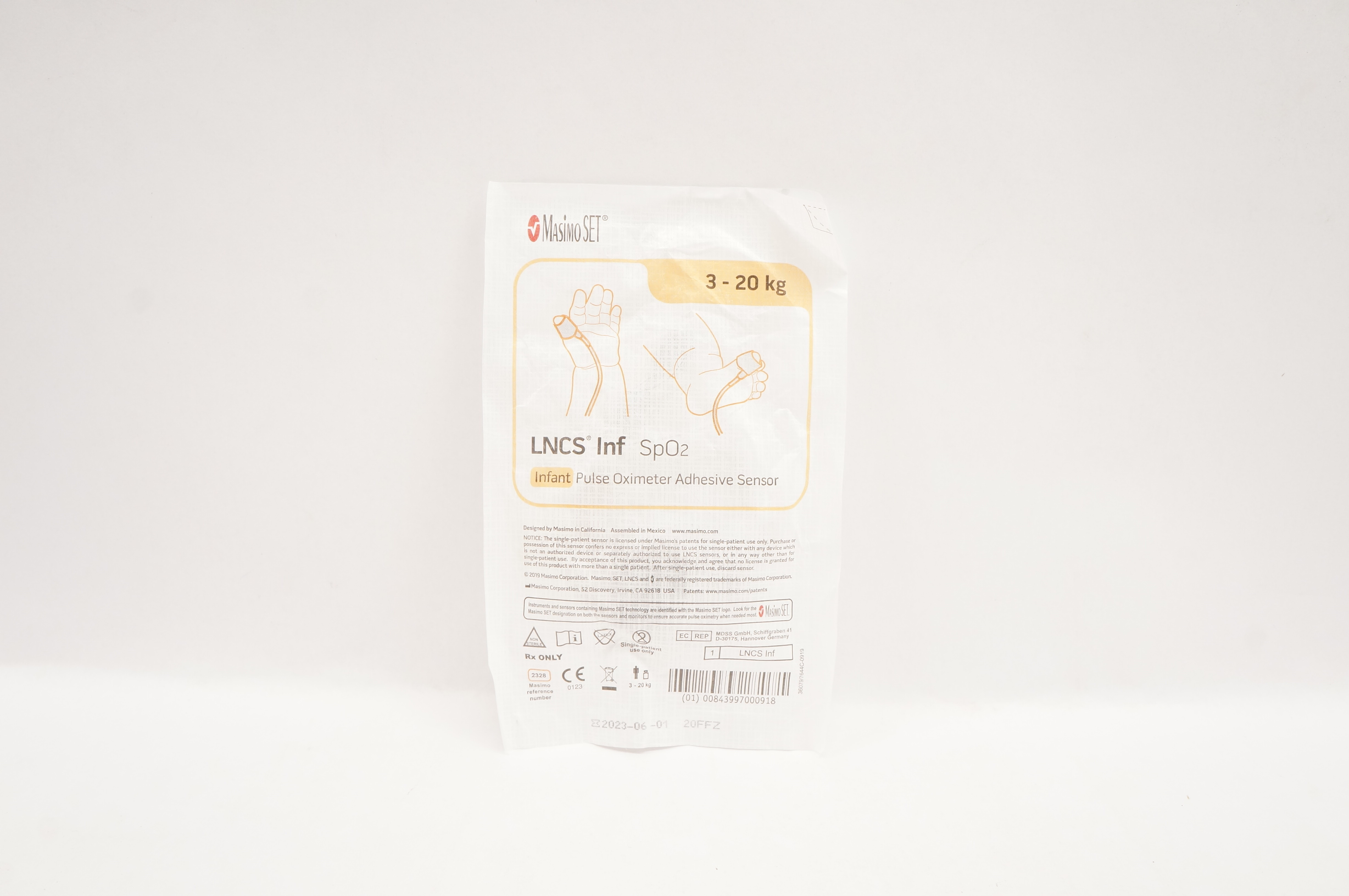 MasimoSet 2328 LNCS Infant SpO2 Pulse Oximeter Adhesive Sensor 3kg - 20kg