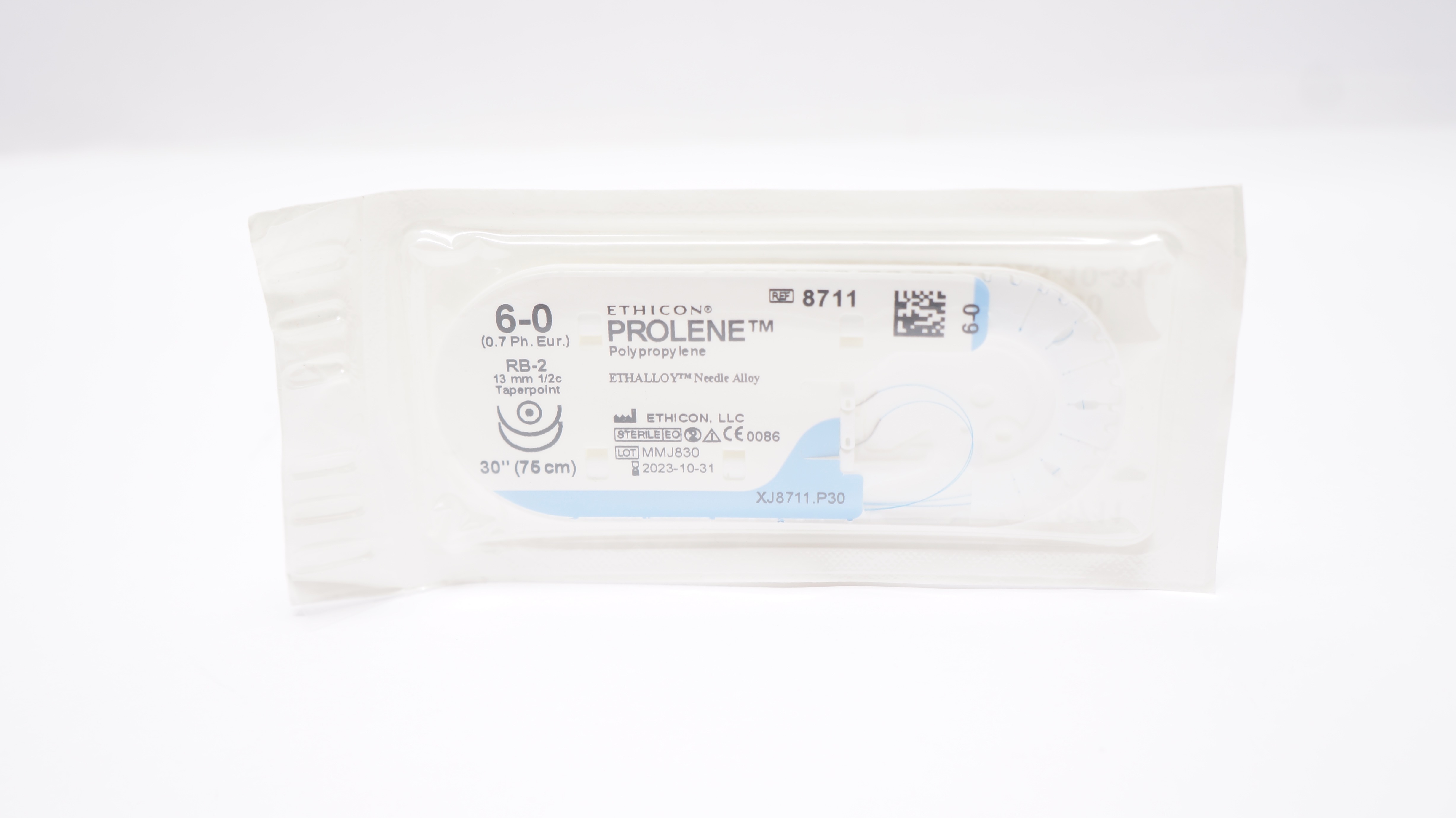 Ethicon 8711 6-0 PROLENE Polypropylene Stre RB-2 13mm 1/2c Taperpoint 30inch (x)