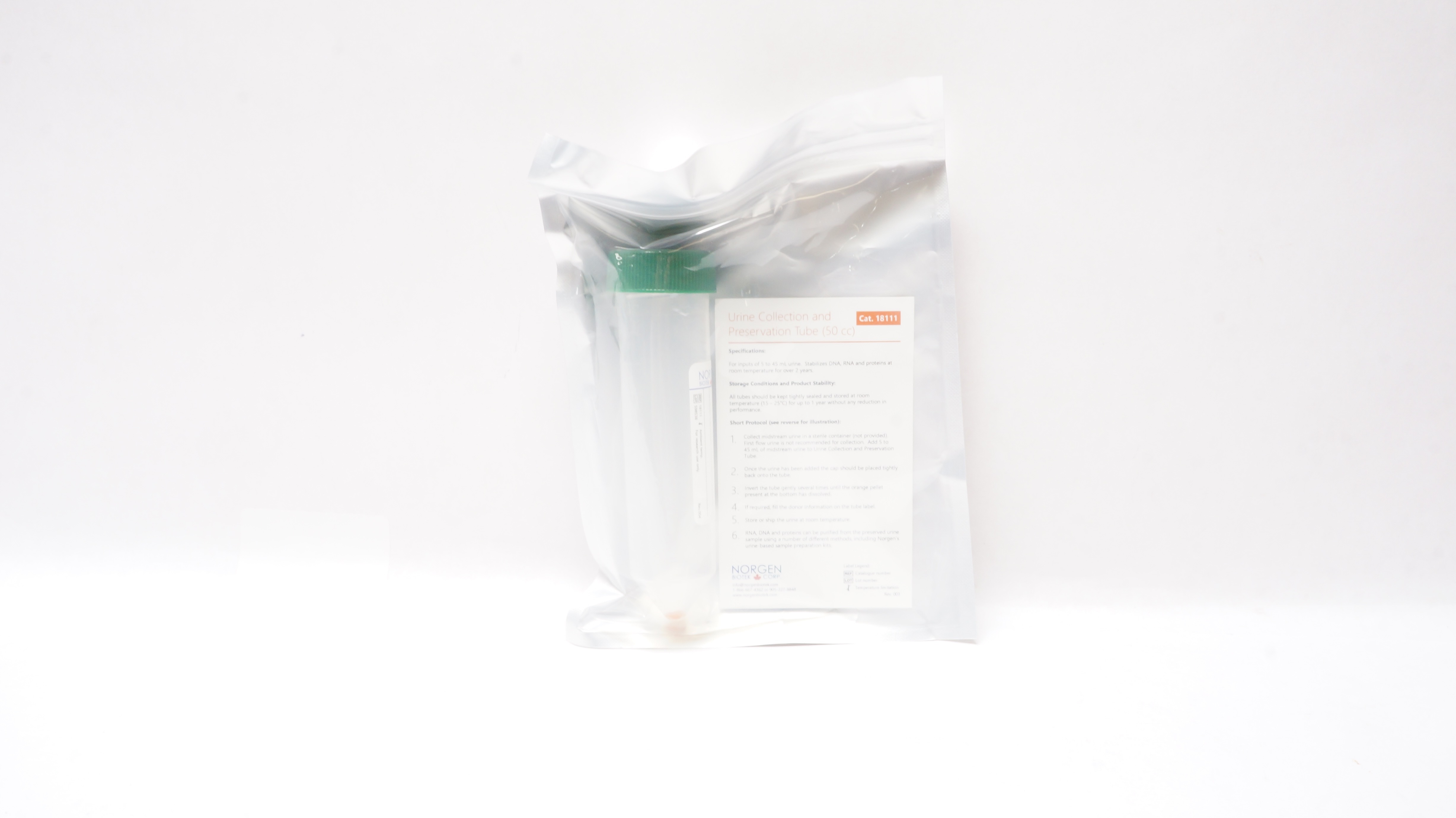 Norgen Biotic 18111 Urine Collection and Preservation Tube 50cc