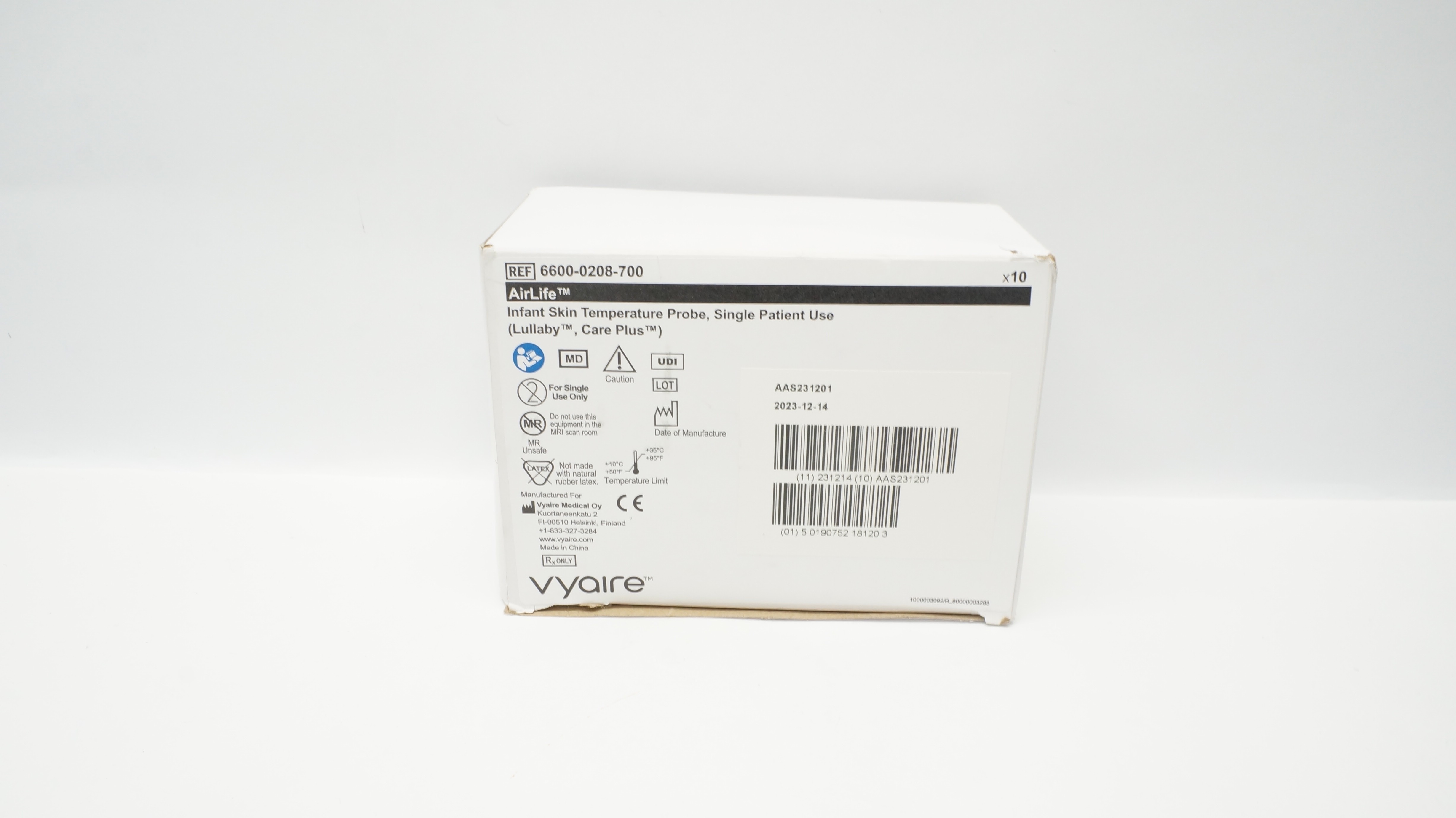 Vyaire 6600-0208-700 AirLife Infant Skin Temperature Probe - Box of 10