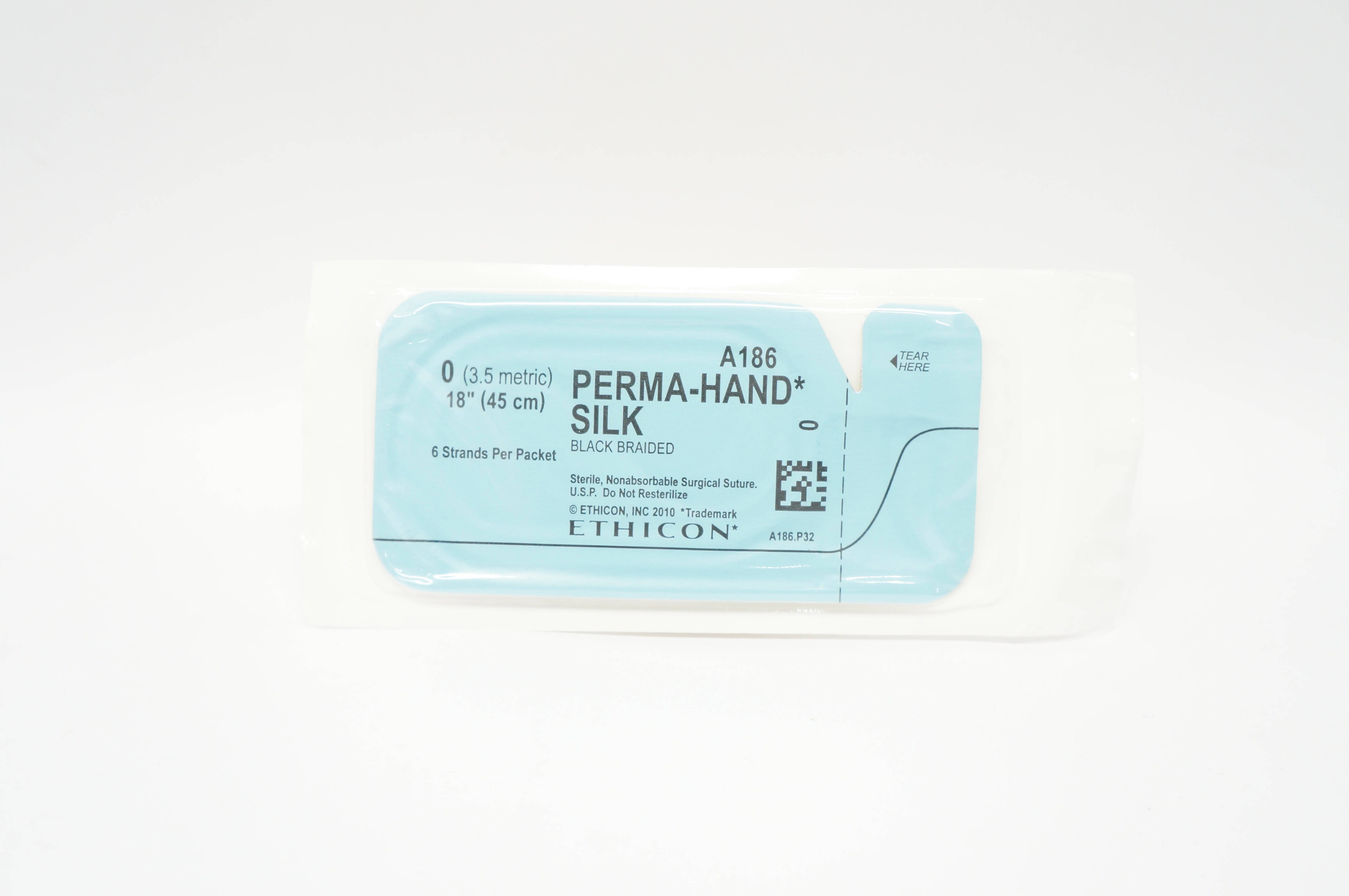 Ethicon A186 0 Perma-Hand Silk Black Braided Surgical Stre, 18 inch
