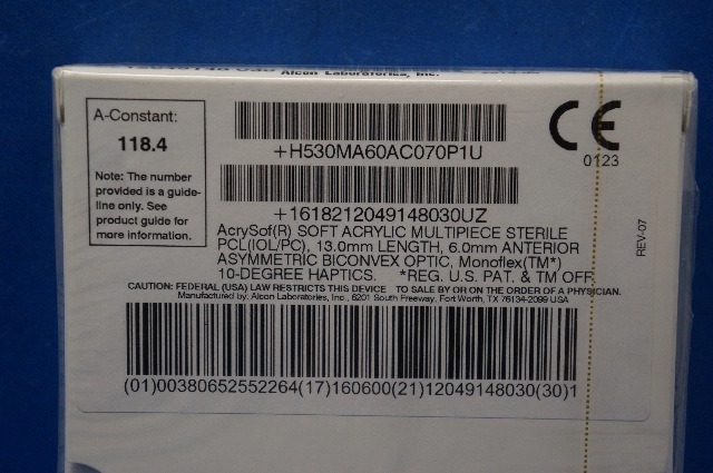 Alcon MA60AC AcrySof Soft Acrylic Multipiece Sterile PCL (x)
