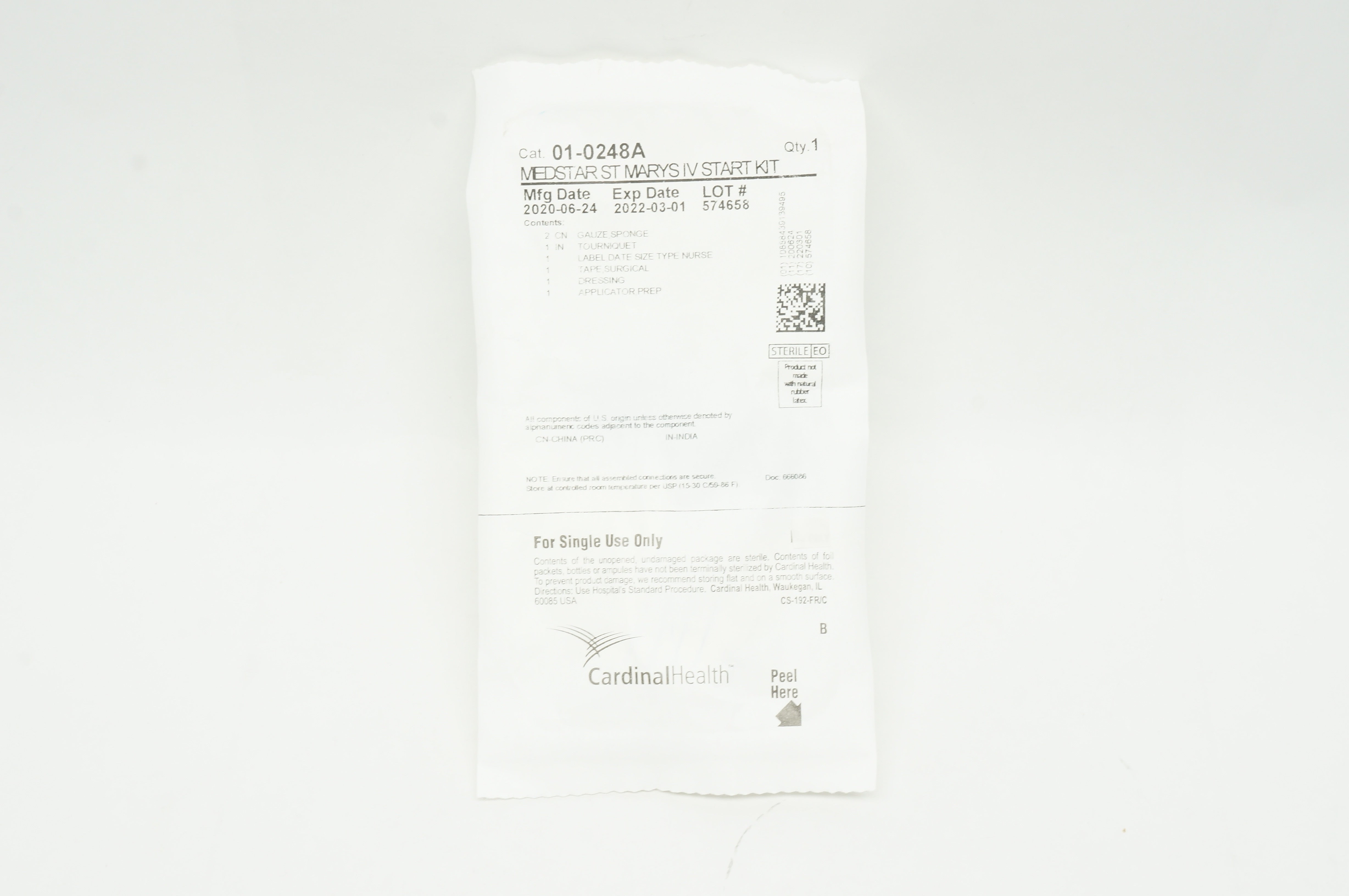 Cardinal Health 010248A Medstar ST Marys IV Start Kit