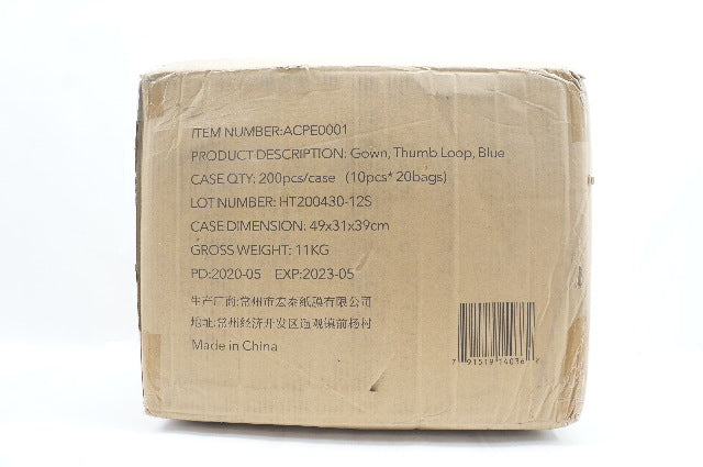 Bees Medical ACPE0001 Gown, Thumb Loop, Blue - Case of 200