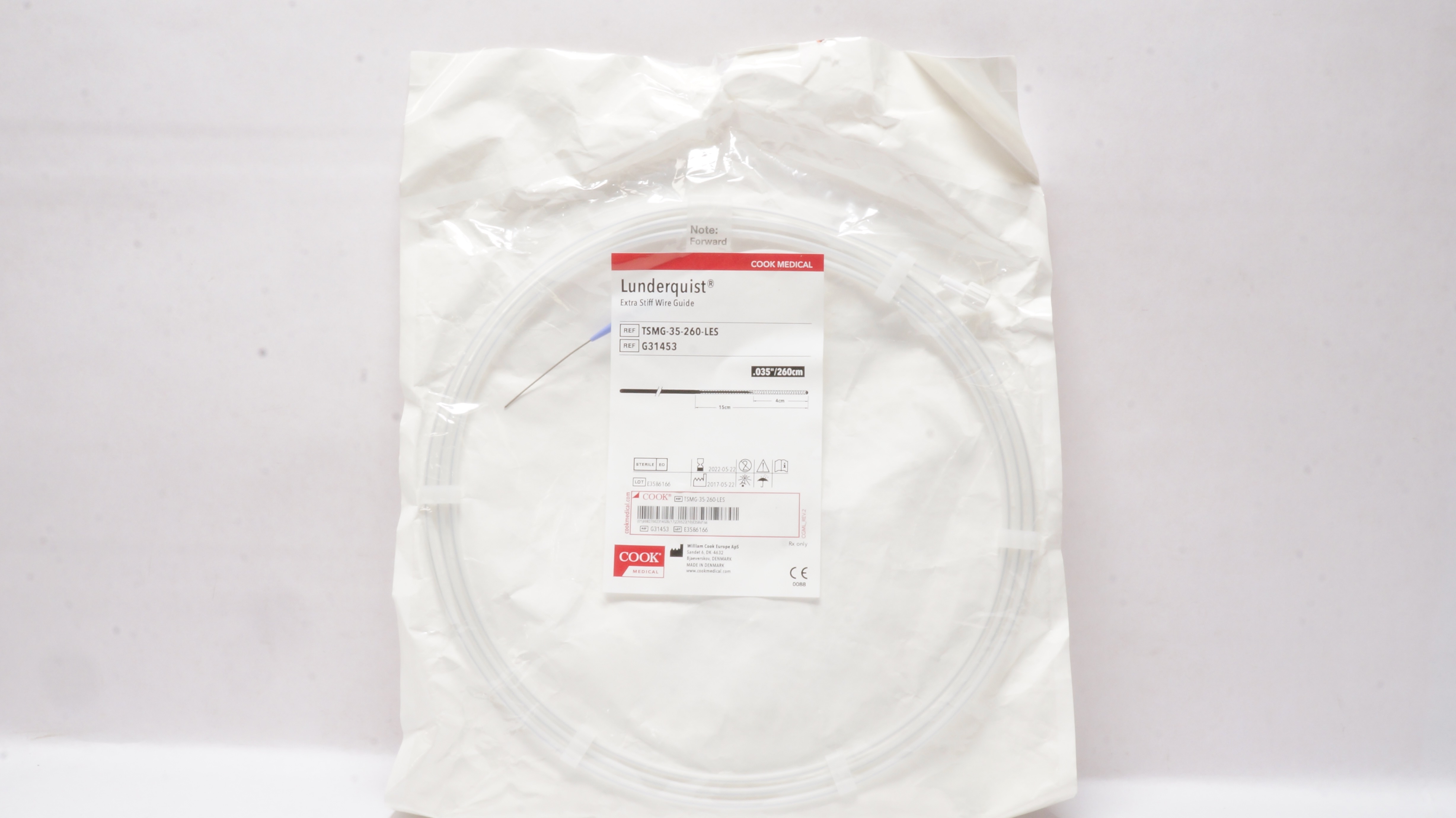 Lunderquist R7 Cook Medical G31453 Lunderquist Extra Stiff Wire Guide 0.035inch/260cm (x)