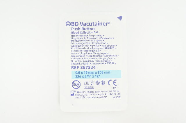 BD 367324 Vacutainer Push Button 23G x 3/4inch x 12inch (x)