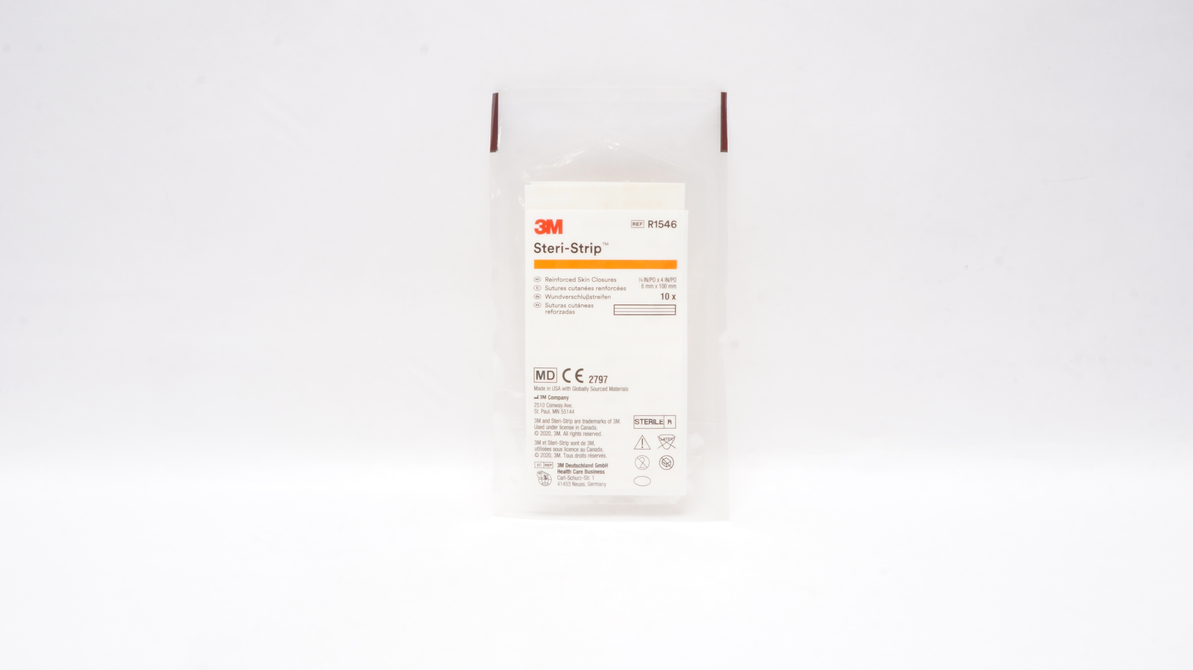 3M R1546 Steri-Strip Reinforced Skin Closures 1/4inch x 4inch - Pack of 10
